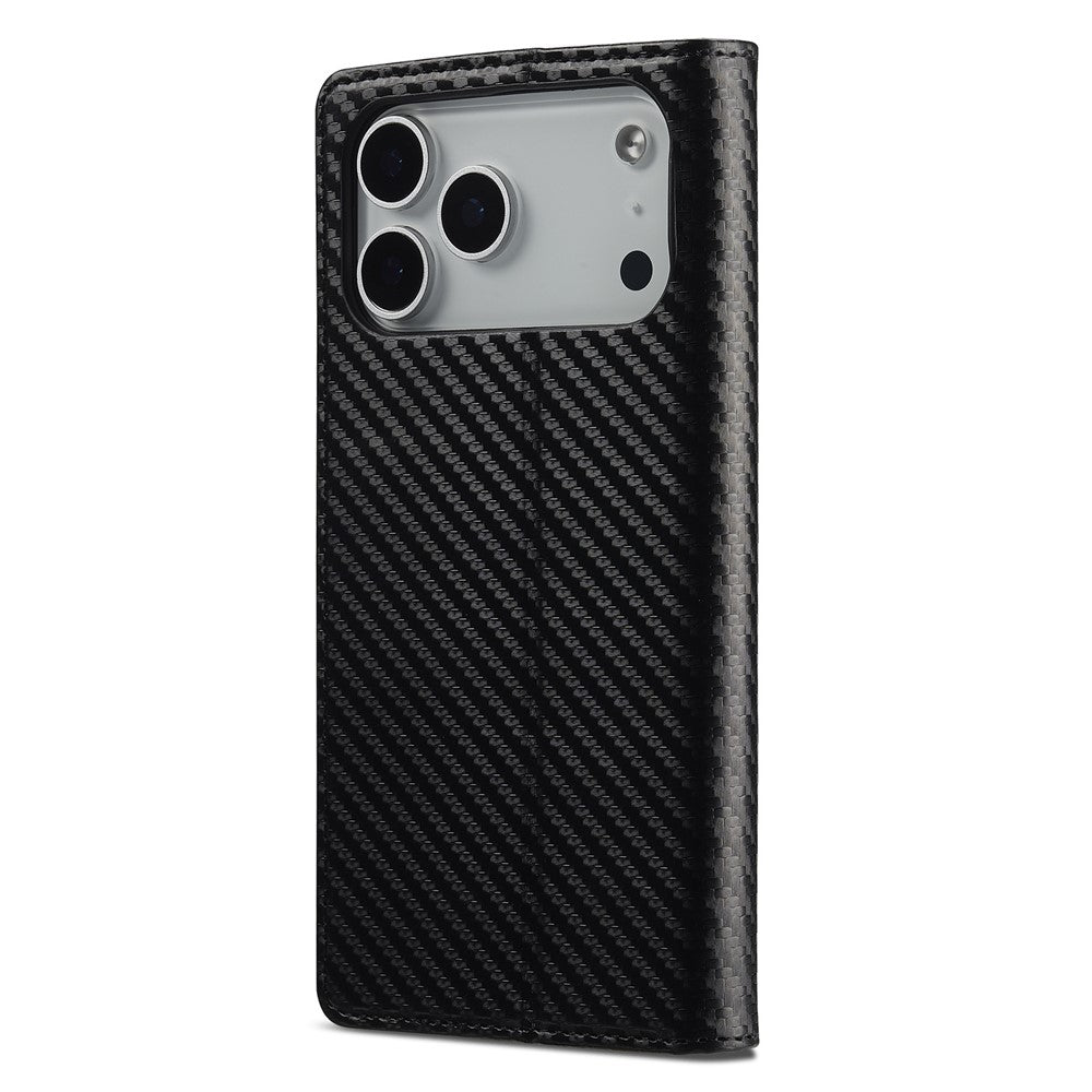 LC.IMEEKE For iPhone 17 Pro Max Wallet Case Carbon Fiber Texture Leather Phone Cover - Vertical Stripe
