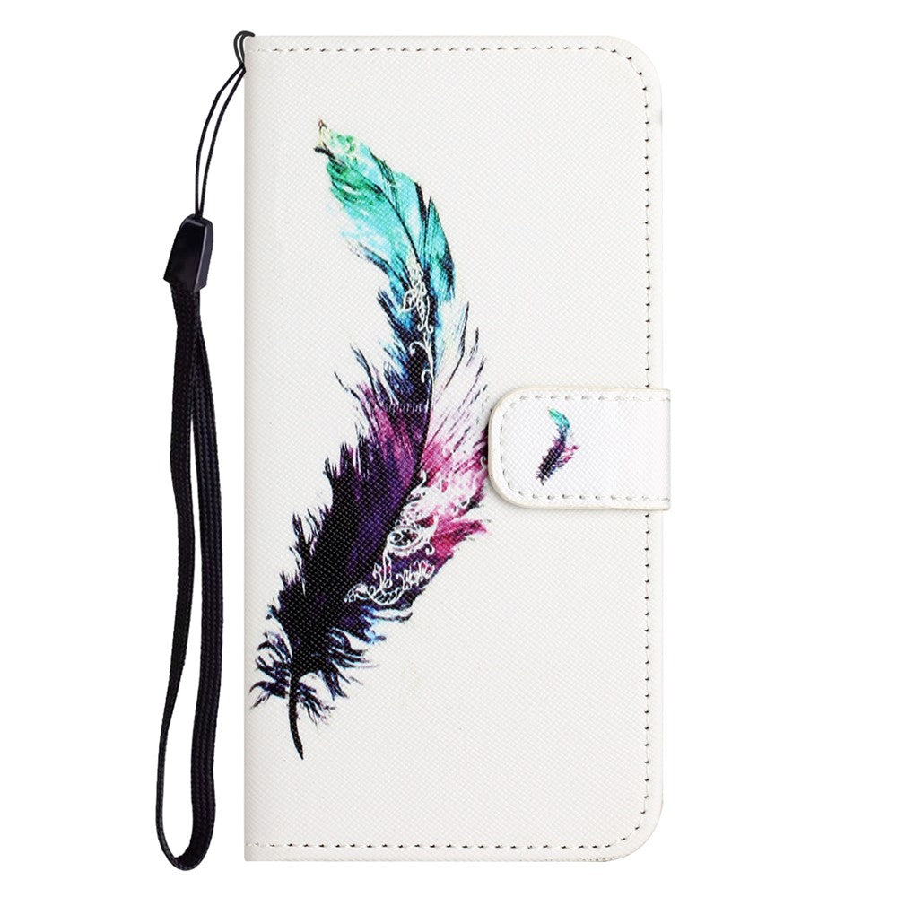 For iPhone 17 Pro Max Case Pattern Print PU Leather Wallet Phone Cover Cross Texture - Feather