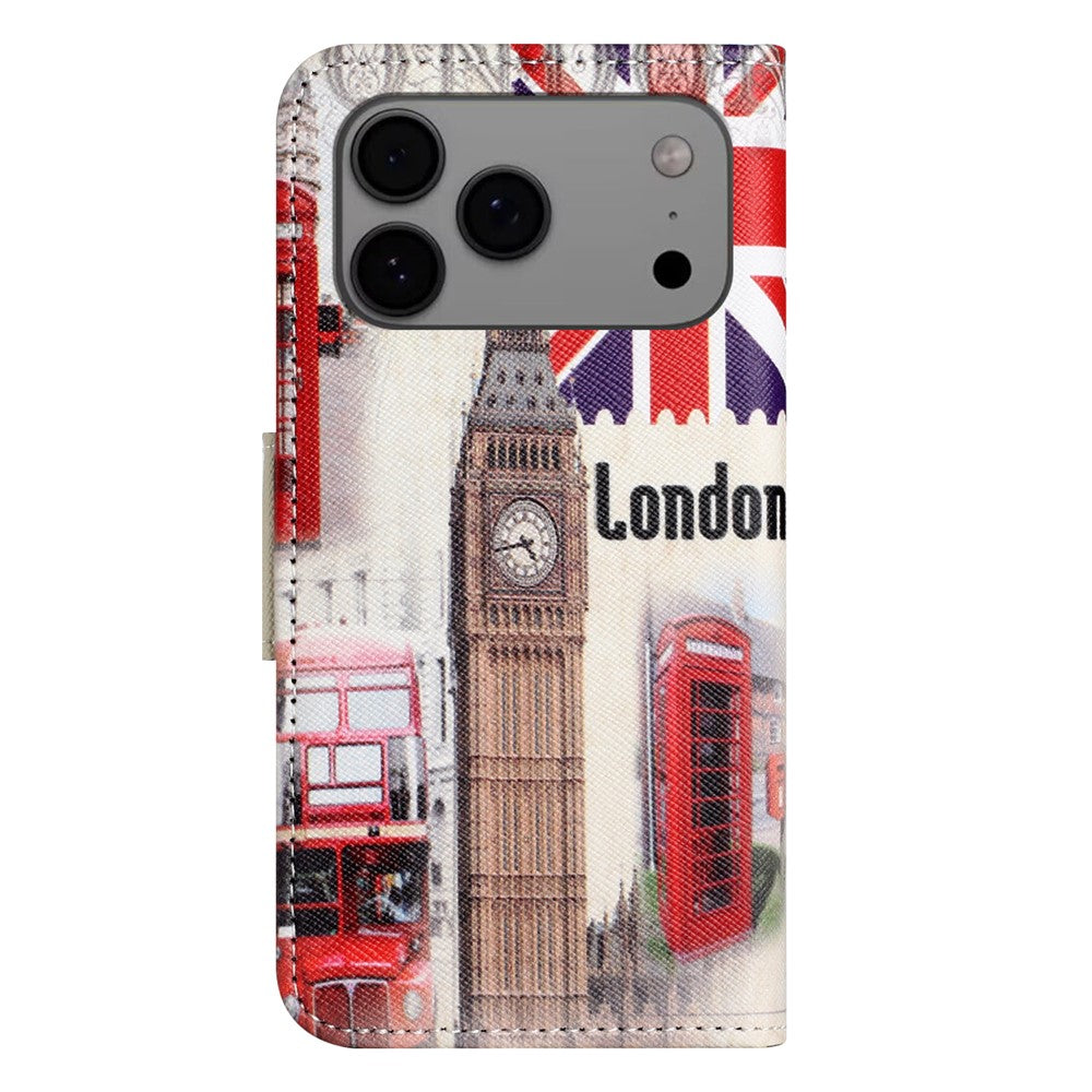 For iPhone 17 Pro Max Case Pattern Printing Cross Texture Leather Phone Cover - London Big Ben