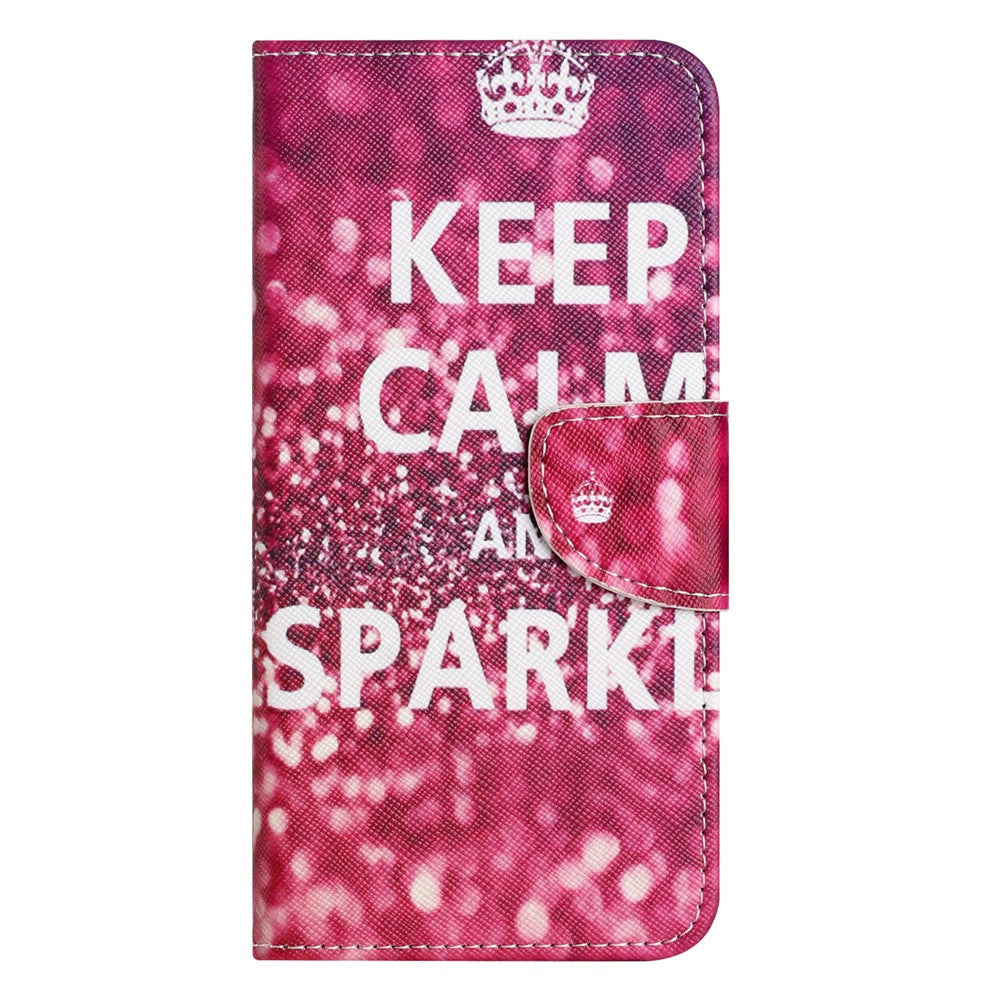 For iPhone 17 Pro Max Case Pattern Printing Cross Texture Leather Phone Cover - Keep Calm and Sparkle