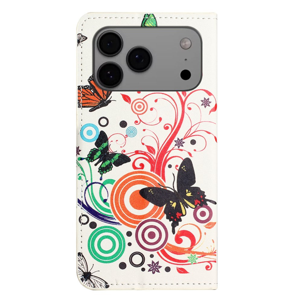 For iPhone 17 Pro Max Case Pattern Print PU Leather Wallet Phone Cover - White Butterfly