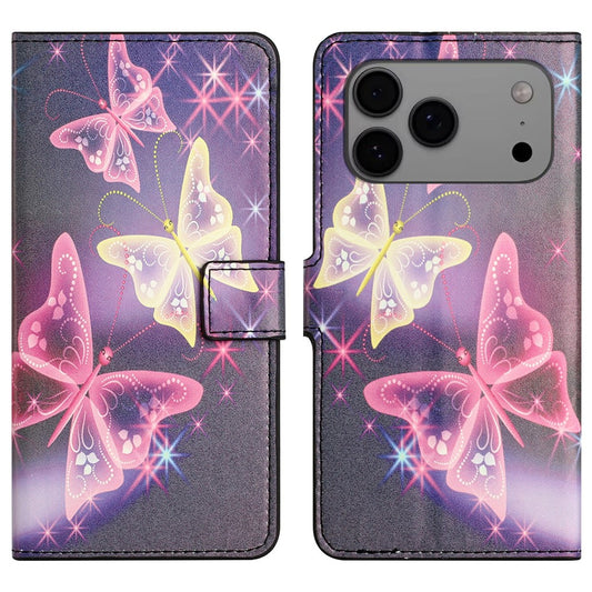 For iPhone 17 Pro Max Case Pattern Print PU Leather Wallet Phone Cover - Illusion Butterfly
