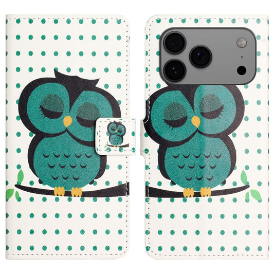 For iPhone 17 Pro Max Case Pattern Print PU Leather Wallet Phone Cover - Dots Owl