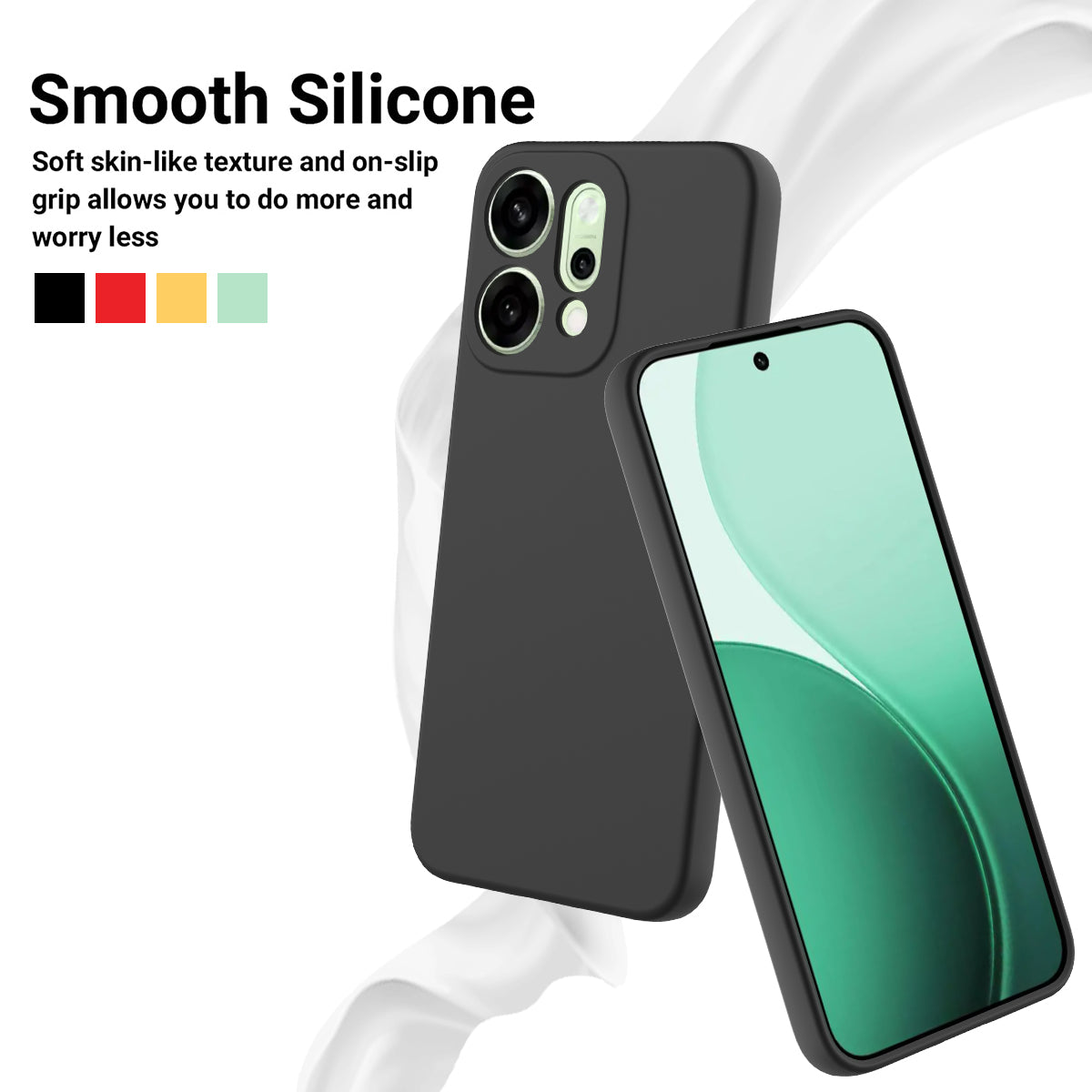 For Oppo Reno14 Pro 5G (China) / Oppo Reno14 Pro 5G (Global) Liquid Silicone Case Phone Back Cover with Hand Strap - Black