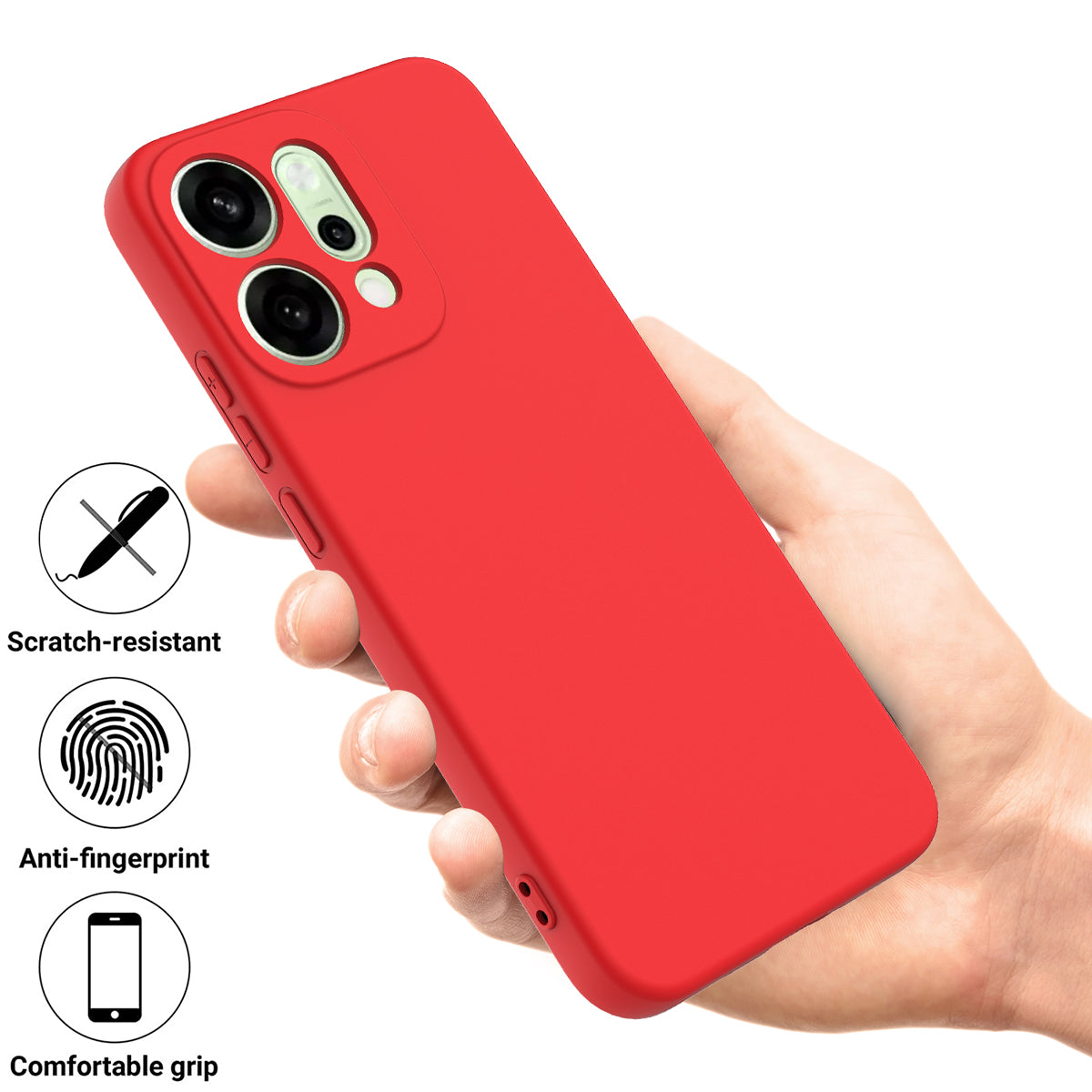 For Oppo Reno14 Pro 5G (China) / Oppo Reno14 Pro 5G (Global) Liquid Silicone Case Phone Back Cover with Hand Strap - Red