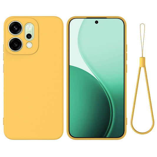 For Oppo Reno14 Pro 5G (China) / Oppo Reno14 Pro 5G (Global) Liquid Silicone Case Phone Back Cover with Hand Strap - Yellow