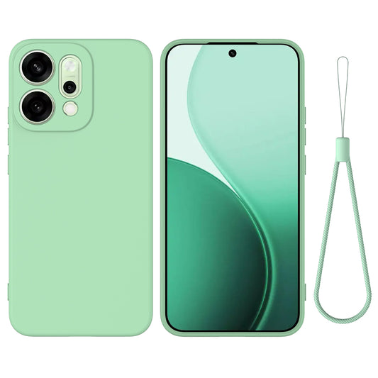 For Oppo Reno14 Pro 5G (China) / Oppo Reno14 Pro 5G (Global) Liquid Silicone Case Phone Back Cover with Hand Strap - Green