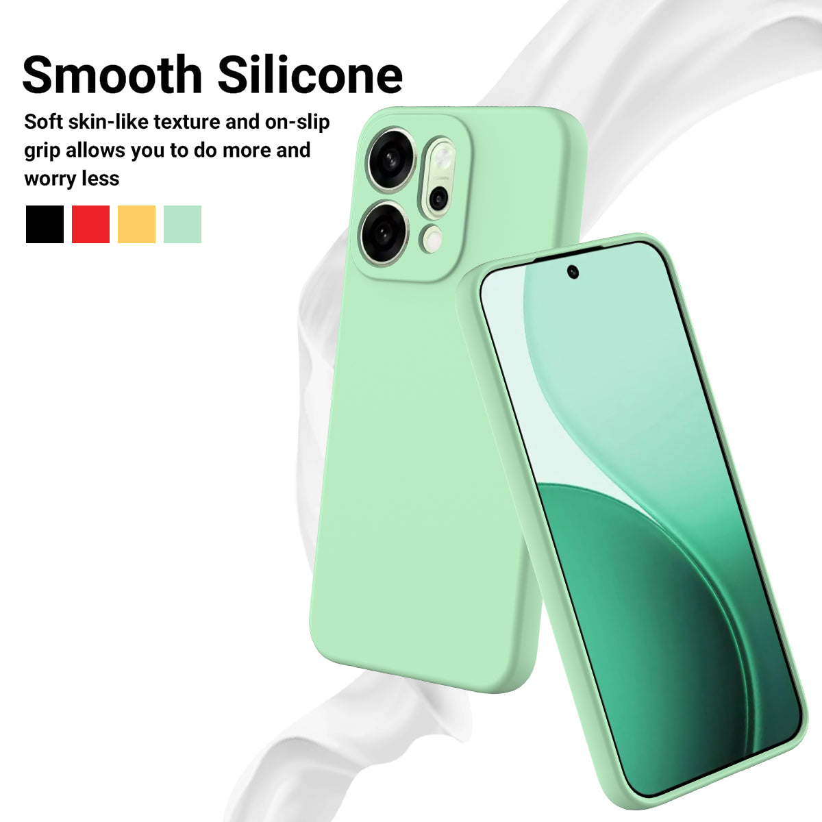 For Oppo Reno14 Pro 5G (China) / Oppo Reno14 Pro 5G (Global) Liquid Silicone Case Phone Back Cover with Hand Strap - Green