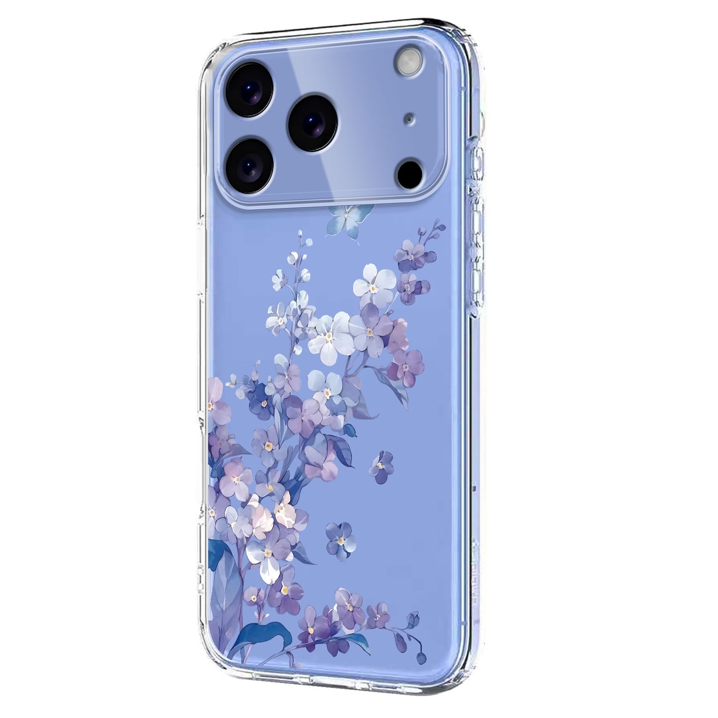 For iPhone 17 Pro Max Case Butterfly Floral Pattern Printing TPU Phone Back Cover - Violets