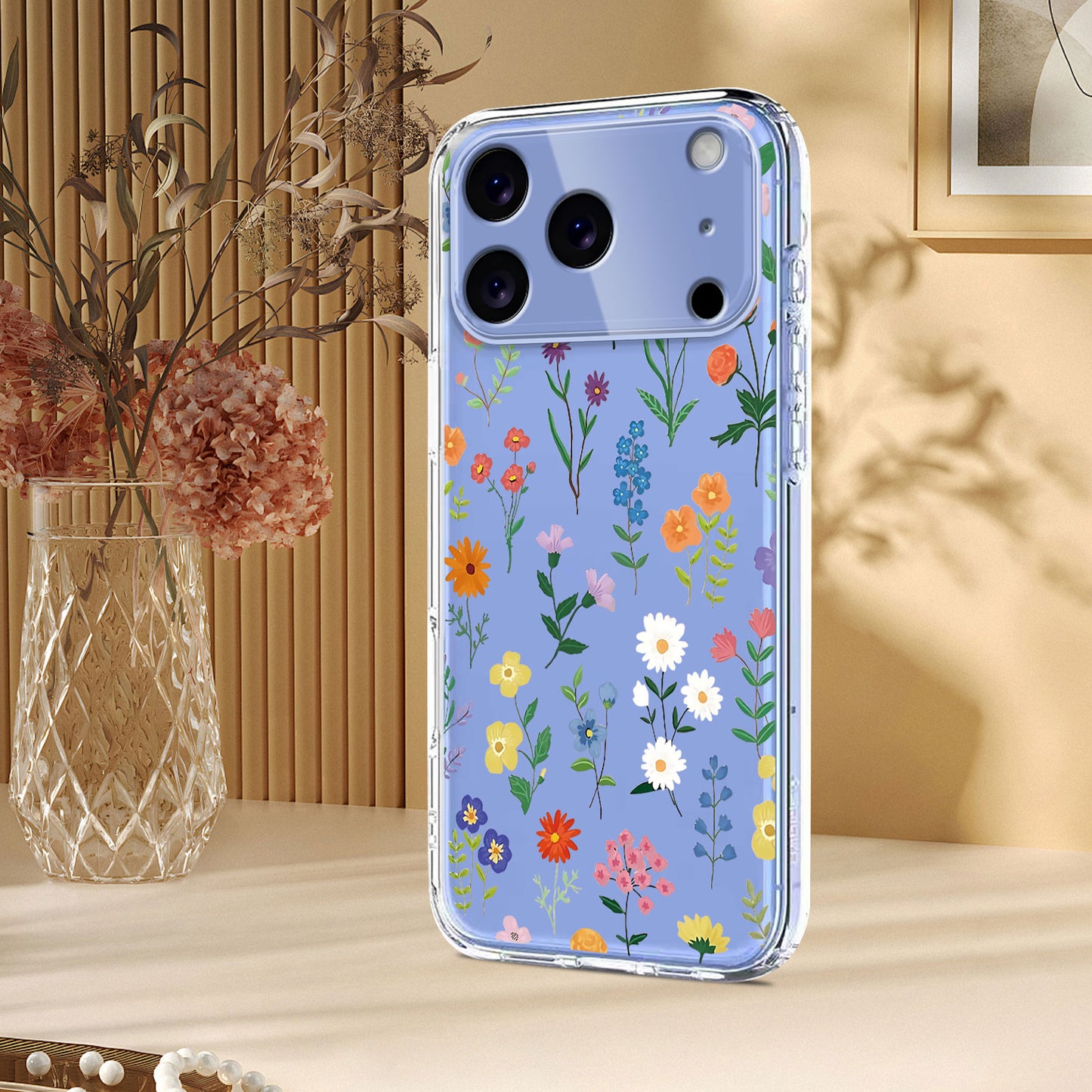 For iPhone 17 Pro Max Case Butterfly Floral Pattern Printing TPU Phone Back Cover - Daisies