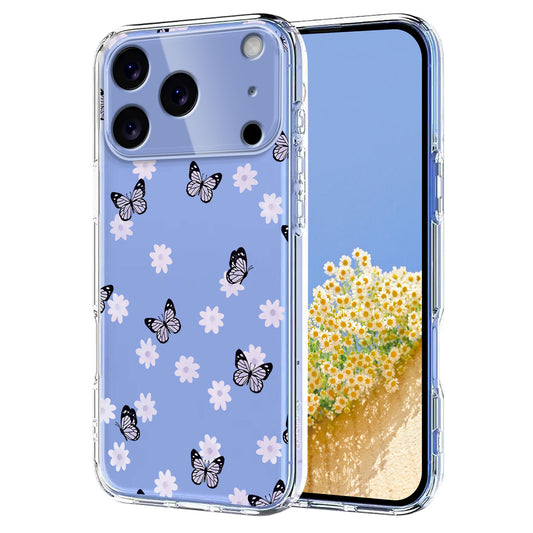 For iPhone 17 Pro Max Case Butterfly Floral Pattern Printing TPU Phone Back Cover - Butterflies