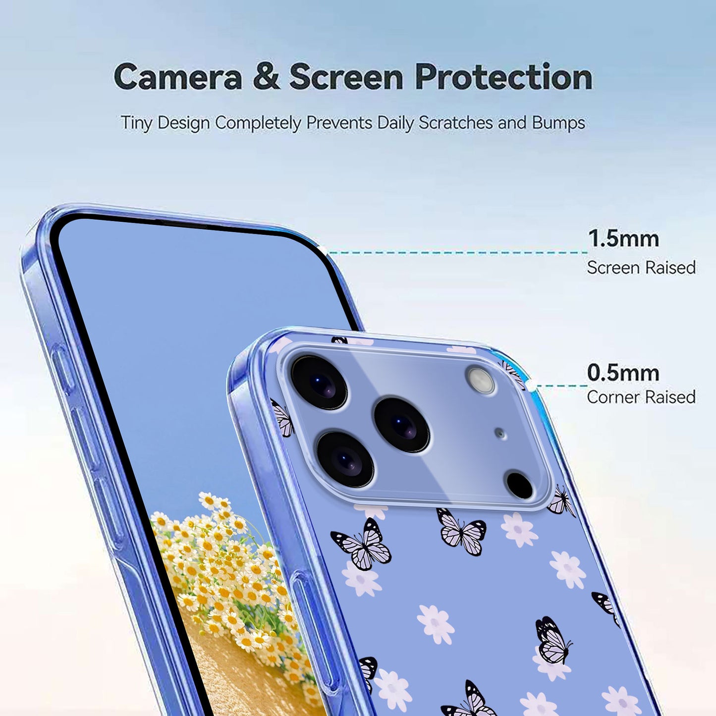 For iPhone 17 Pro Max Case Butterfly Floral Pattern Printing TPU Phone Back Cover - Butterflies
