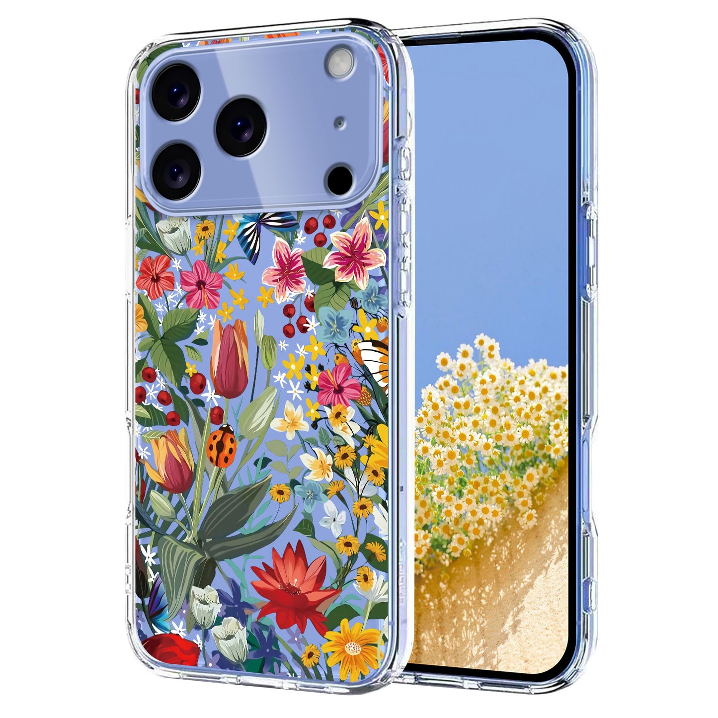 For iPhone 17 Pro Max Case Butterfly Floral Pattern Printing TPU Phone Back Cover - Lilies