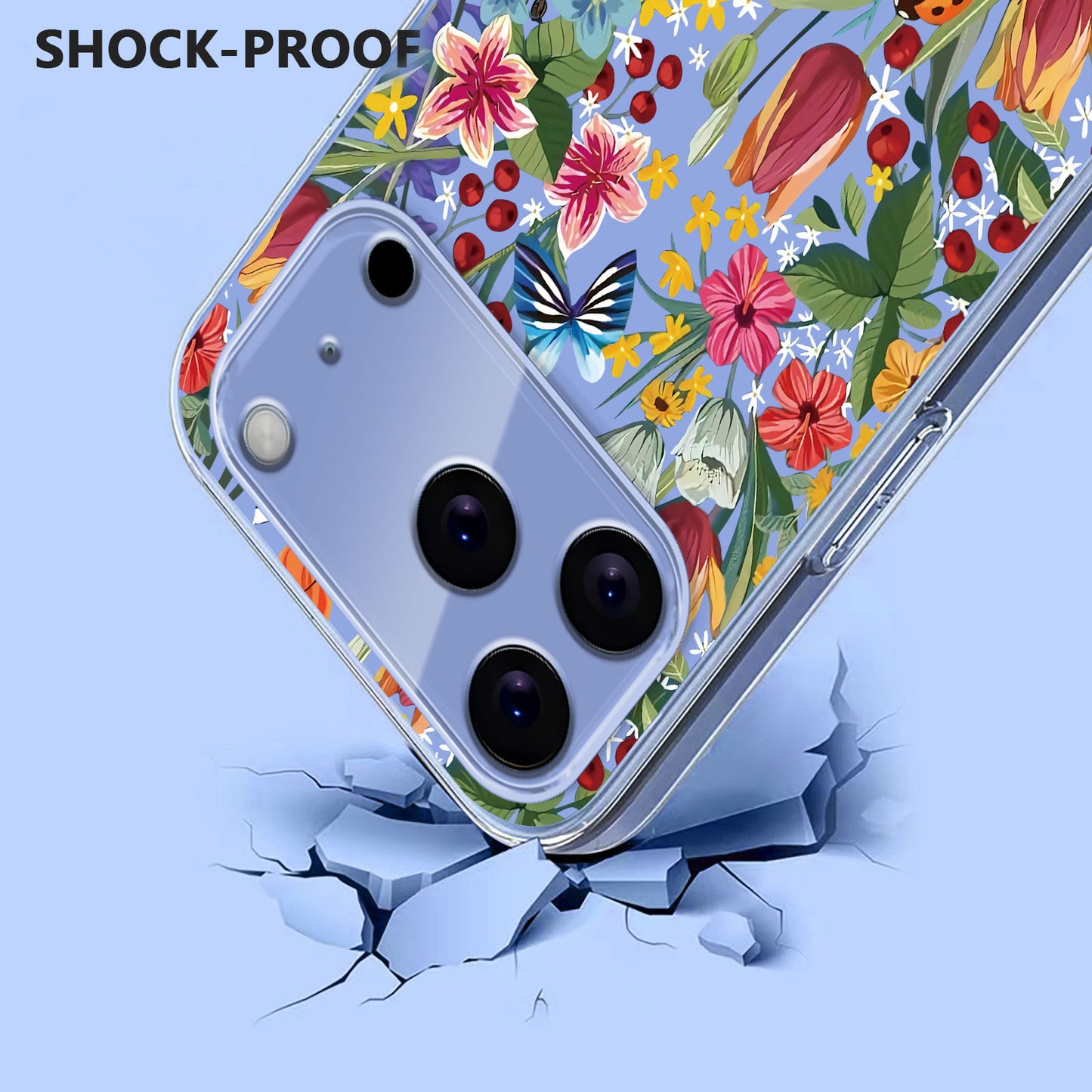 For iPhone 17 Pro Max Case Butterfly Floral Pattern Printing TPU Phone Back Cover - Lilies