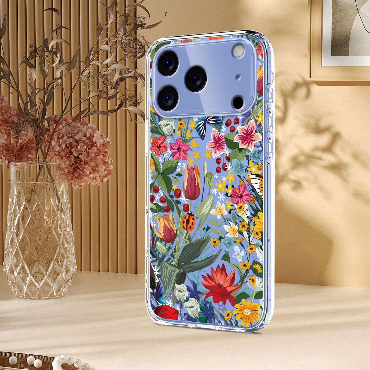 For iPhone 17 Pro Max Case Butterfly Floral Pattern Printing TPU Phone Back Cover - Lilies