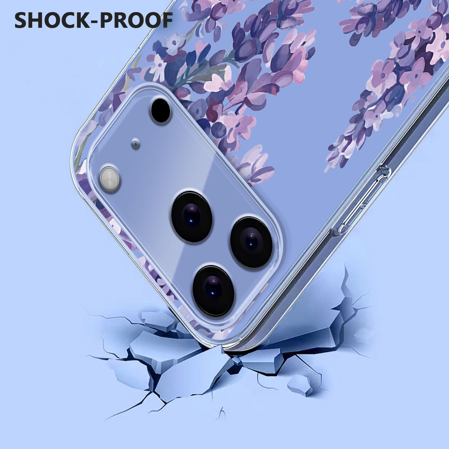 For iPhone 17 Pro Max Case Butterfly Floral Pattern Printing TPU Phone Back Cover - Wisteria