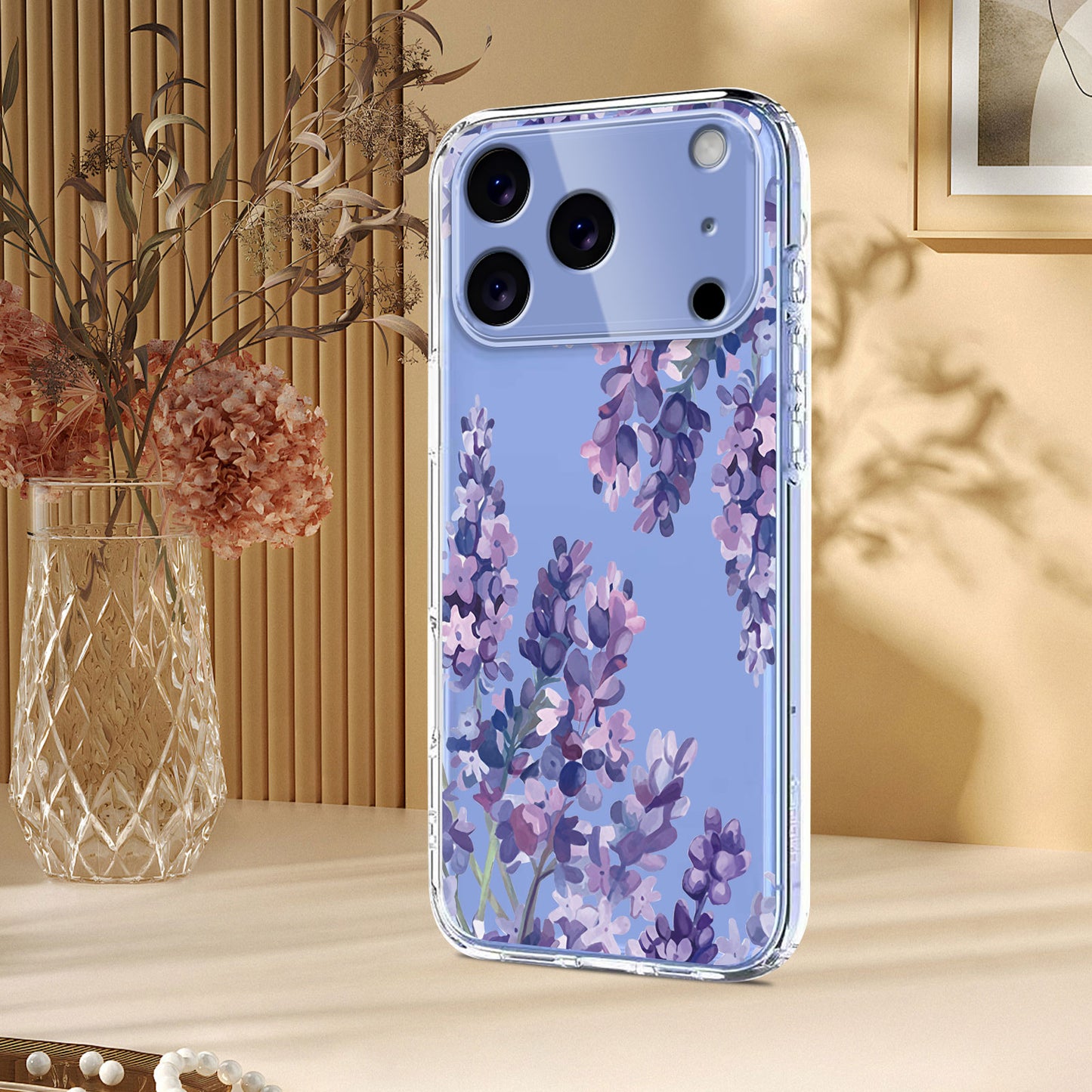 For iPhone 17 Pro Max Case Butterfly Floral Pattern Printing TPU Phone Back Cover - Wisteria