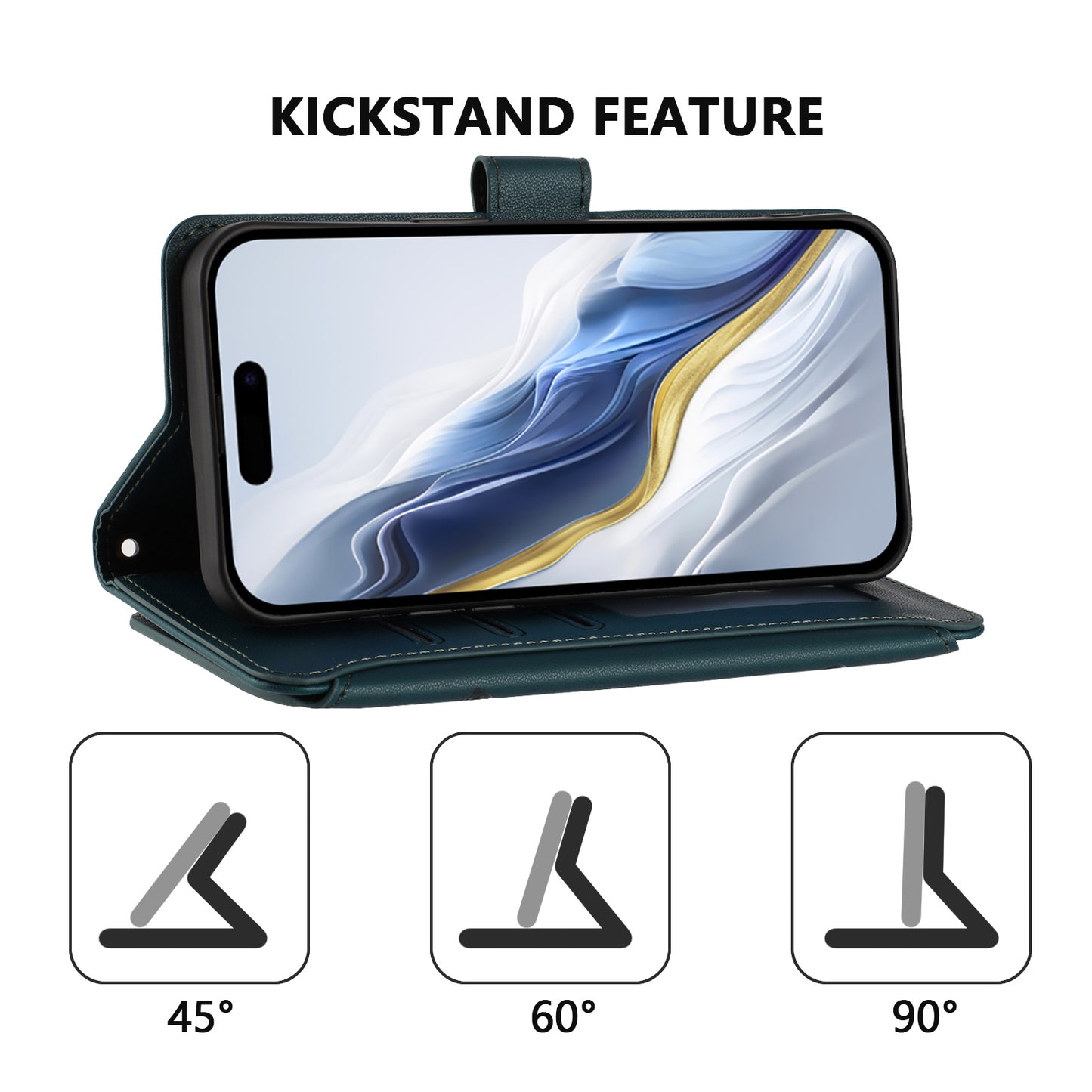 For iPhone 17 Pro Max Leather Case Butterfly Floral Imprint Zipper Wallet Stand Cover with Wrist Strap - Green