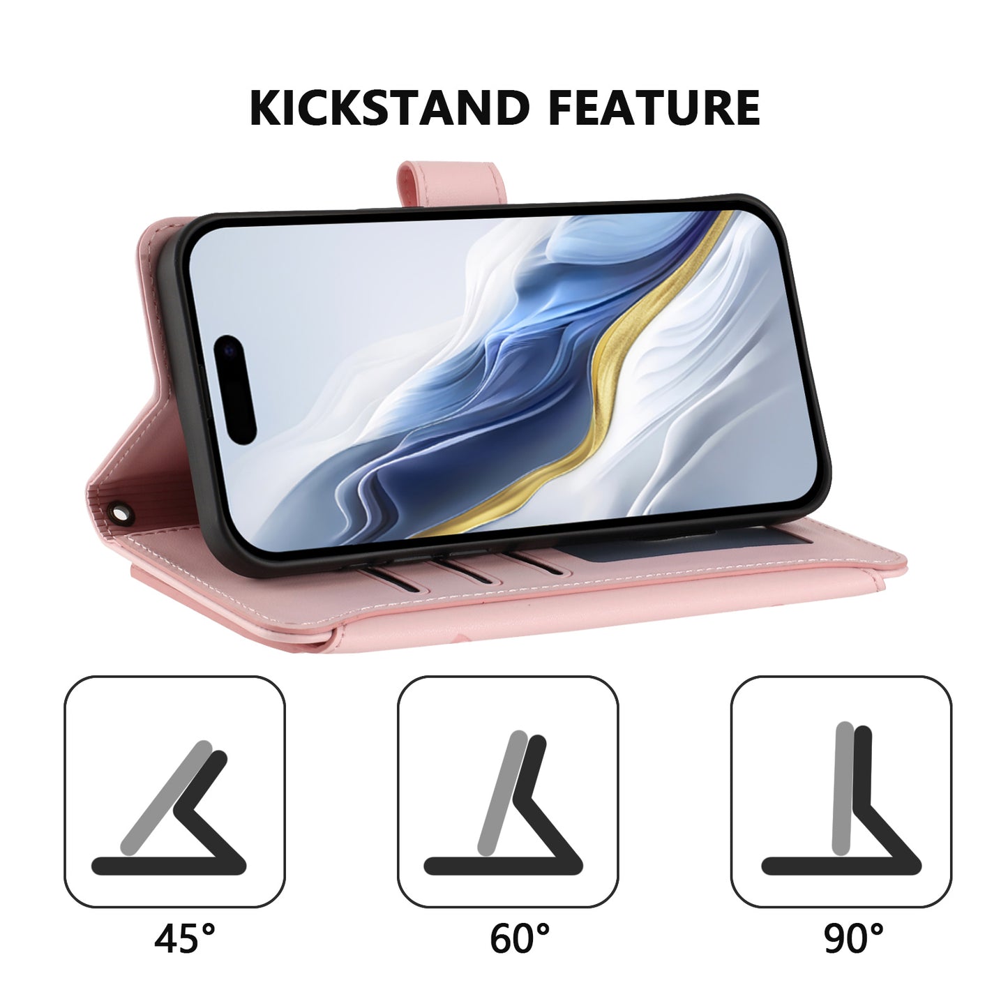 For iPhone 17 Pro Max Leather Case Butterfly Floral Imprint Zipper Wallet Stand Cover with Wrist Strap - Pink