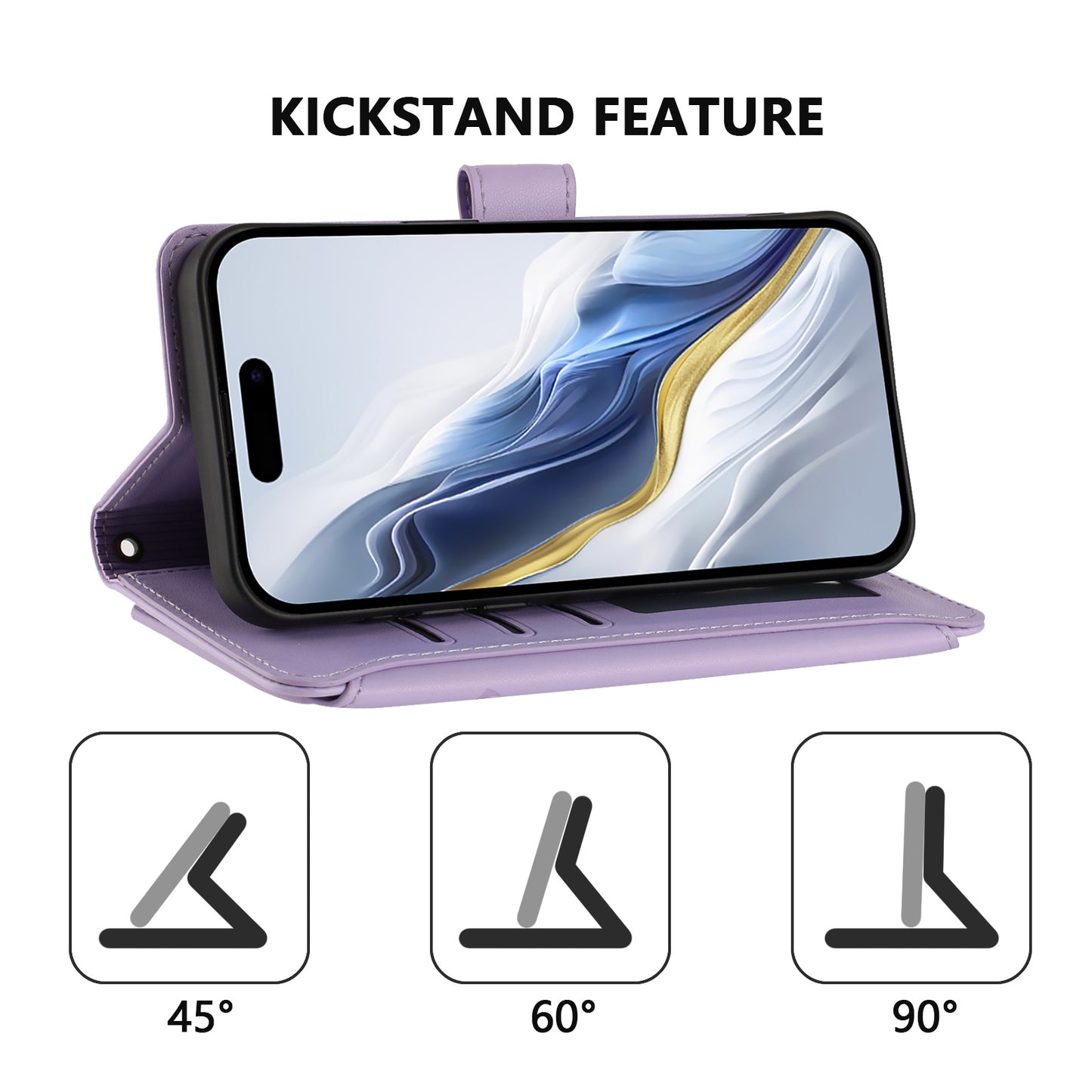 For iPhone 17 Pro Max Leather Case Butterfly Floral Imprint Zipper Wallet Stand Cover with Wrist Strap - Light Purple