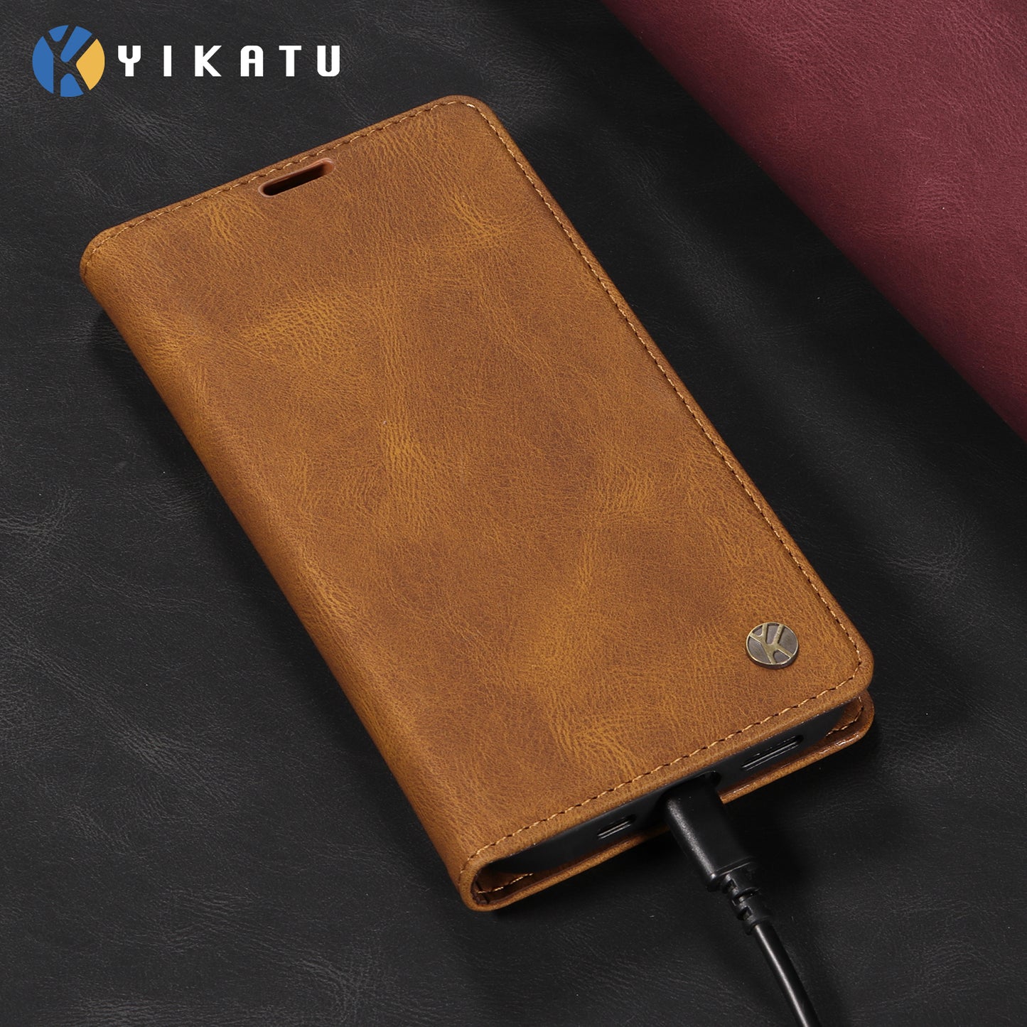 For Oppo Reno14 Pro 5G (China) / Oppo Reno14 Pro 5G (Global) Leather Cover YIKATU YK-004 Skin-Touch Wallet Phone Cases - Brown