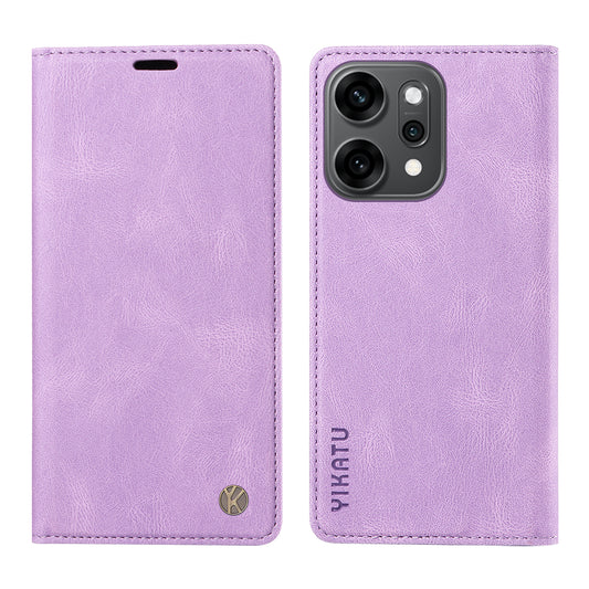 For Oppo Reno14 Pro 5G (China) / Oppo Reno14 Pro 5G (Global) Leather Cover YIKATU YK-004 Skin-Touch Wallet Phone Cases - Purple