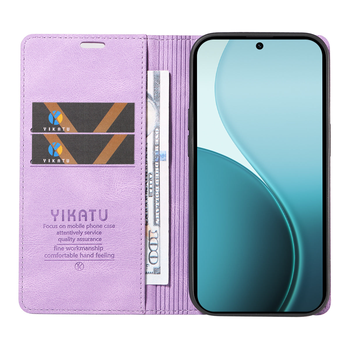 For Oppo Reno14 Pro 5G (China) / Oppo Reno14 Pro 5G (Global) Leather Cover YIKATU YK-004 Skin-Touch Wallet Phone Cases - Purple