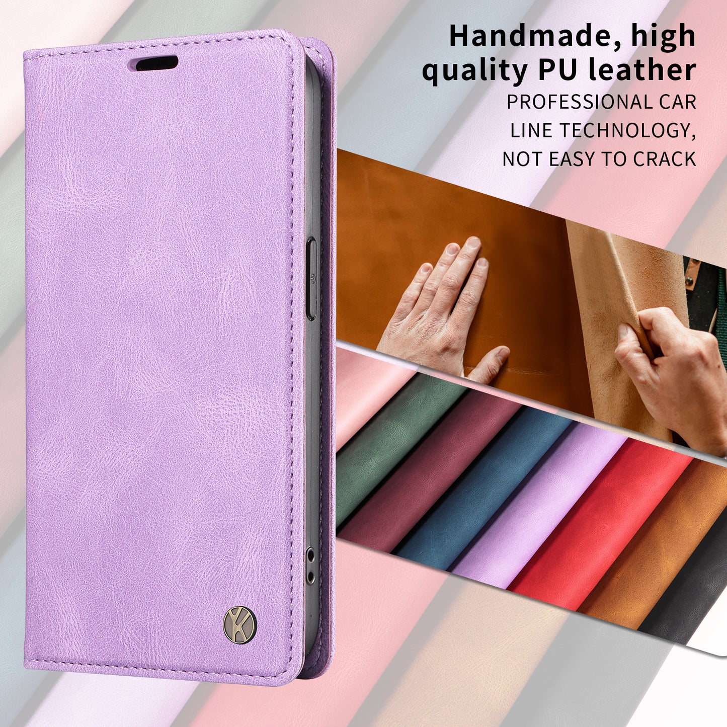 For Oppo Reno14 Pro 5G (China) / Oppo Reno14 Pro 5G (Global) Leather Cover YIKATU YK-004 Skin-Touch Wallet Phone Cases - Purple