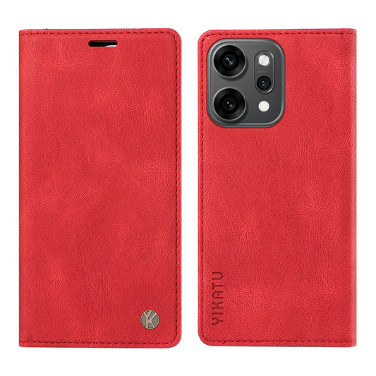 For Oppo Reno14 Pro 5G (China) / Oppo Reno14 Pro 5G (Global) Leather Cover YIKATU YK-004 Skin-Touch Wallet Phone Cases -  Red