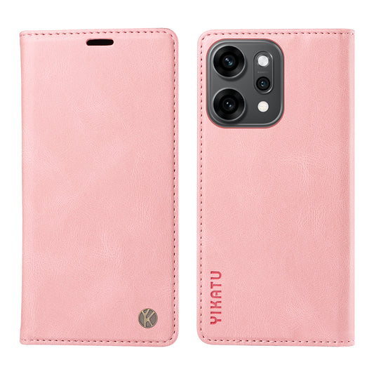 For Oppo Reno14 Pro 5G (China) / Oppo Reno14 Pro 5G (Global) Leather Cover YIKATU YK-004 Skin-Touch Wallet Phone Cases - Pink
