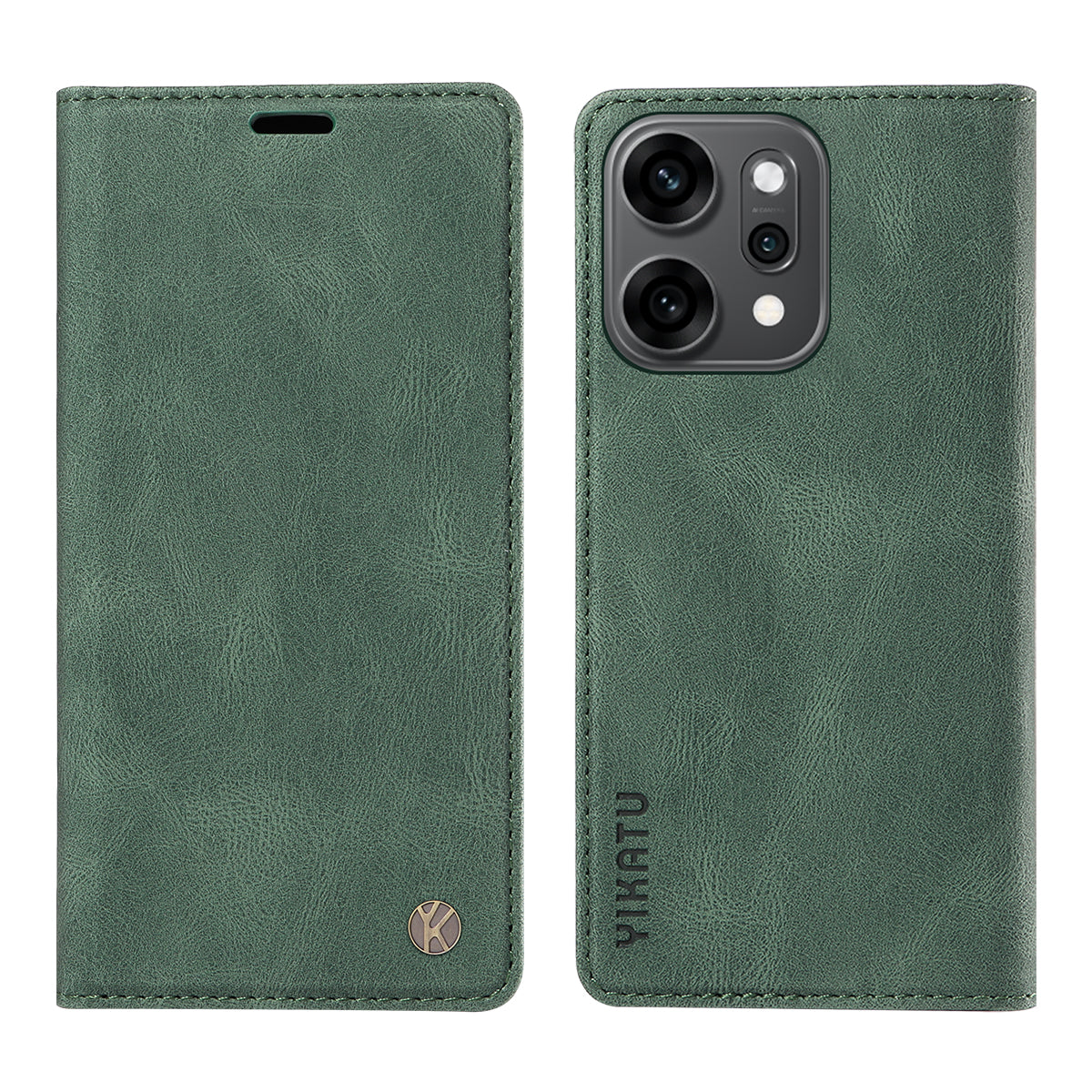 For Oppo Reno14 Pro 5G (China) / Oppo Reno14 Pro 5G (Global) Leather Cover YIKATU YK-004 Skin-Touch Wallet Phone Cases - Green
