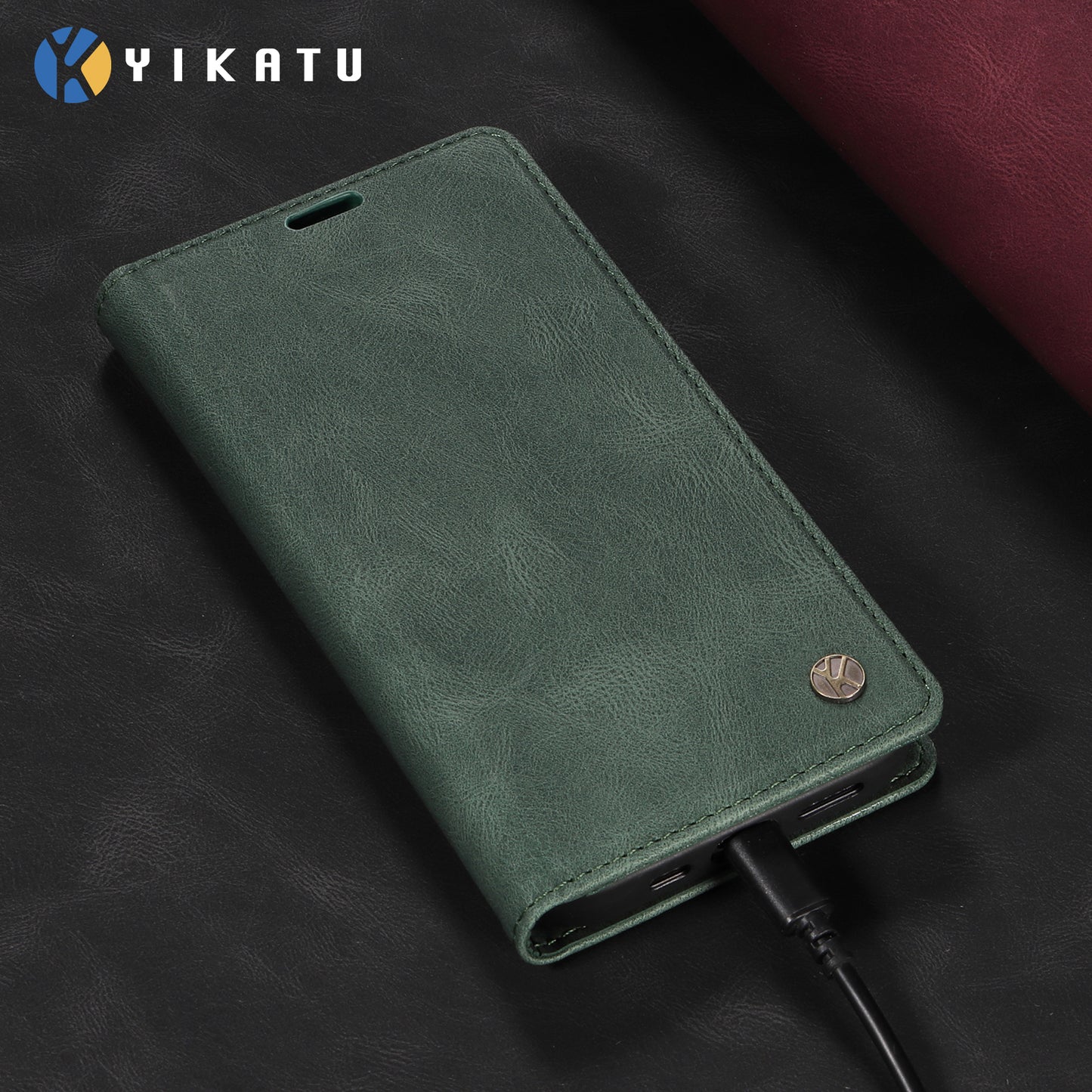 For Oppo Reno14 Pro 5G (China) / Oppo Reno14 Pro 5G (Global) Leather Cover YIKATU YK-004 Skin-Touch Wallet Phone Cases - Green