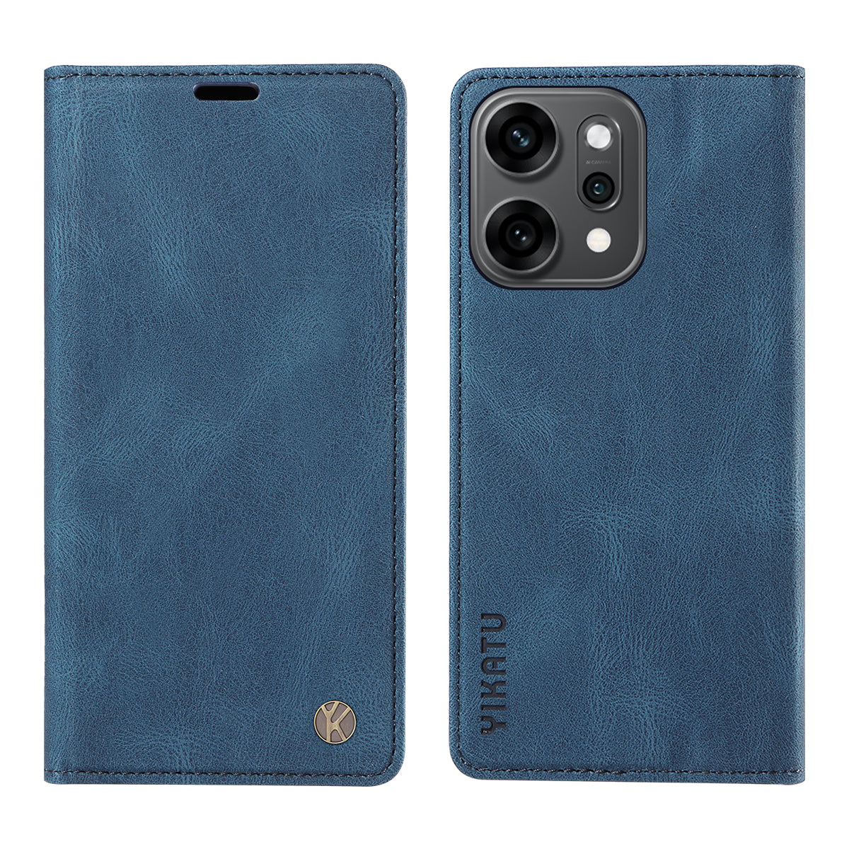 For Oppo Reno14 Pro 5G (China) / Oppo Reno14 Pro 5G (Global) Leather Cover YIKATU YK-004 Skin-Touch Wallet Phone Cases - Blue