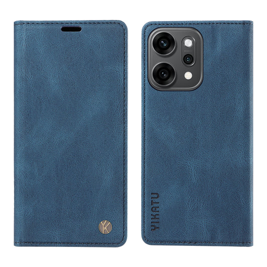 For Oppo Reno14 Pro 5G (China) / Oppo Reno14 Pro 5G (Global) Leather Cover YIKATU YK-004 Skin-Touch Wallet Phone Cases - Blue