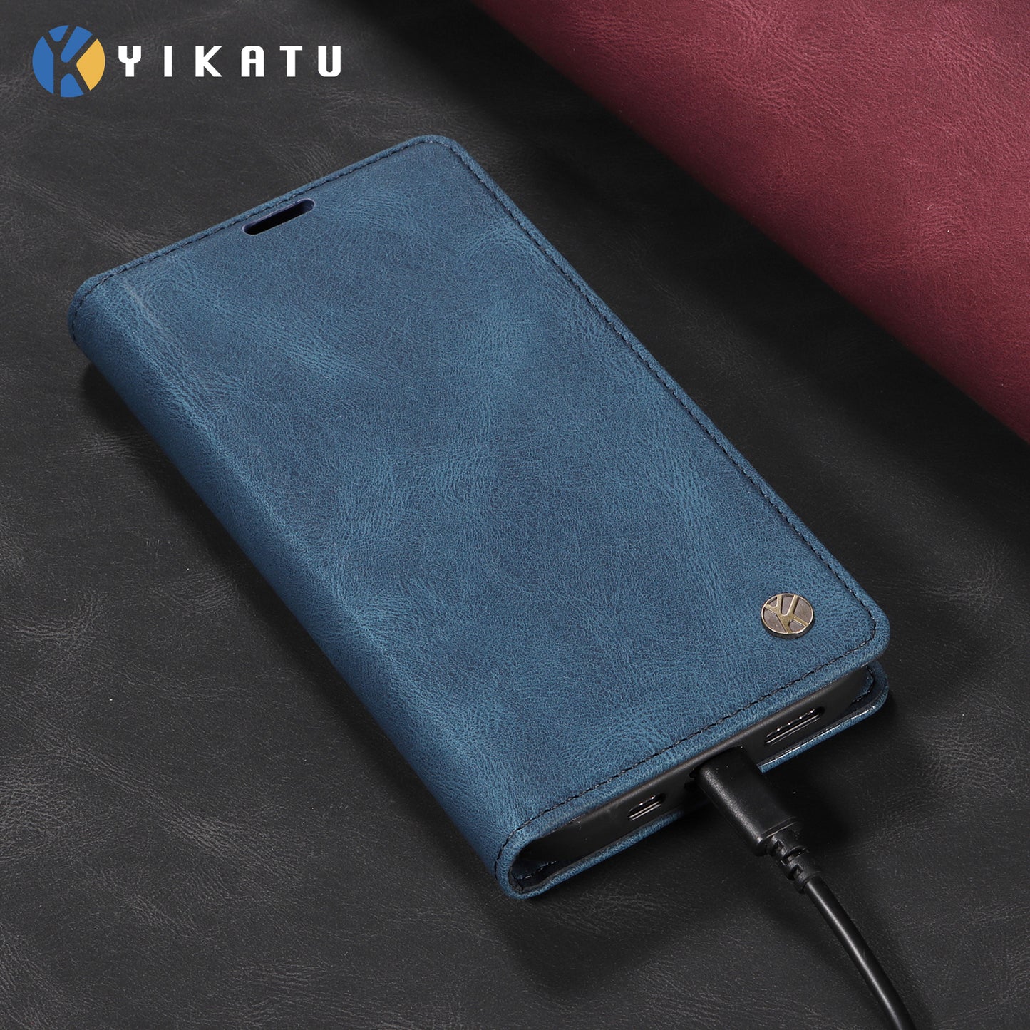 For Oppo Reno14 Pro 5G (China) / Oppo Reno14 Pro 5G (Global) Leather Cover YIKATU YK-004 Skin-Touch Wallet Phone Cases - Blue