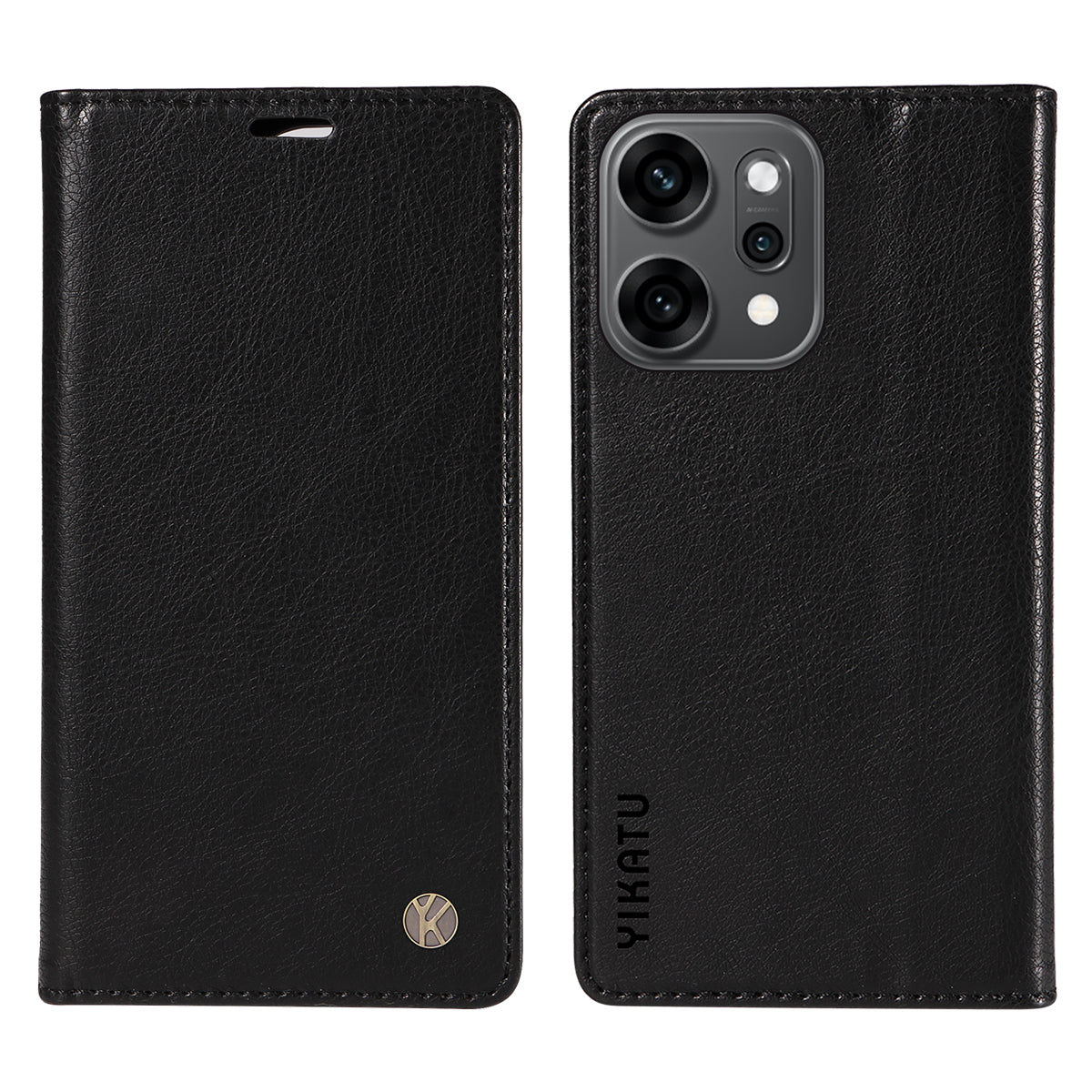 For Oppo Reno14 Pro 5G (China) / Oppo Reno14 Pro 5G (Global) Wallet Case YIKATU YK-006 Magnetic Closure Leather Phone Cover Litchi Texture - Black