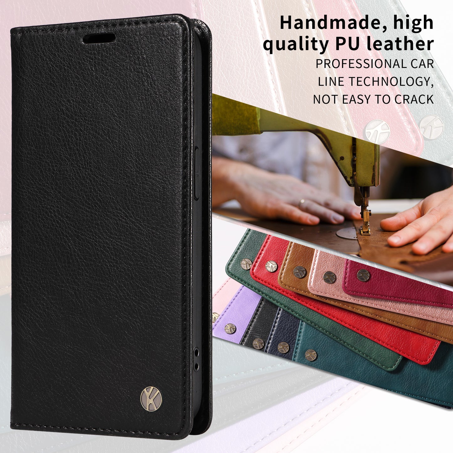 For Oppo Reno14 Pro 5G (China) / Oppo Reno14 Pro 5G (Global) Wallet Case YIKATU YK-006 Magnetic Closure Leather Phone Cover Litchi Texture - Black