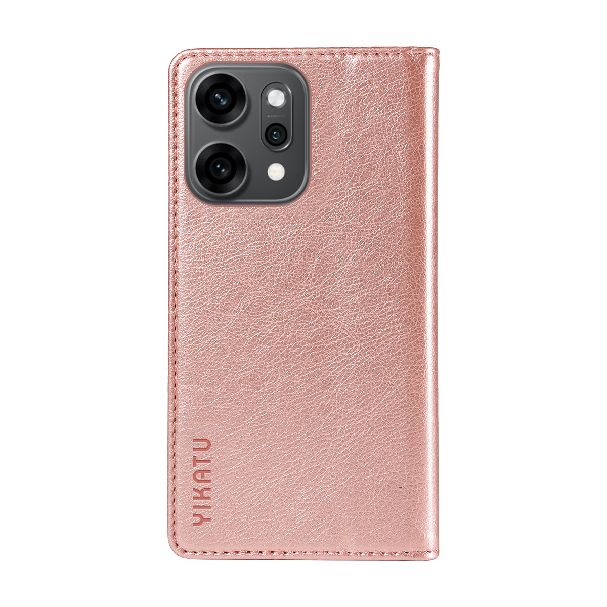 For Oppo Reno14 Pro 5G (China) / Oppo Reno14 Pro 5G (Global) Wallet Case YIKATU YK-006 Magnetic Closure Leather Phone Cover Litchi Texture - Rose Gold