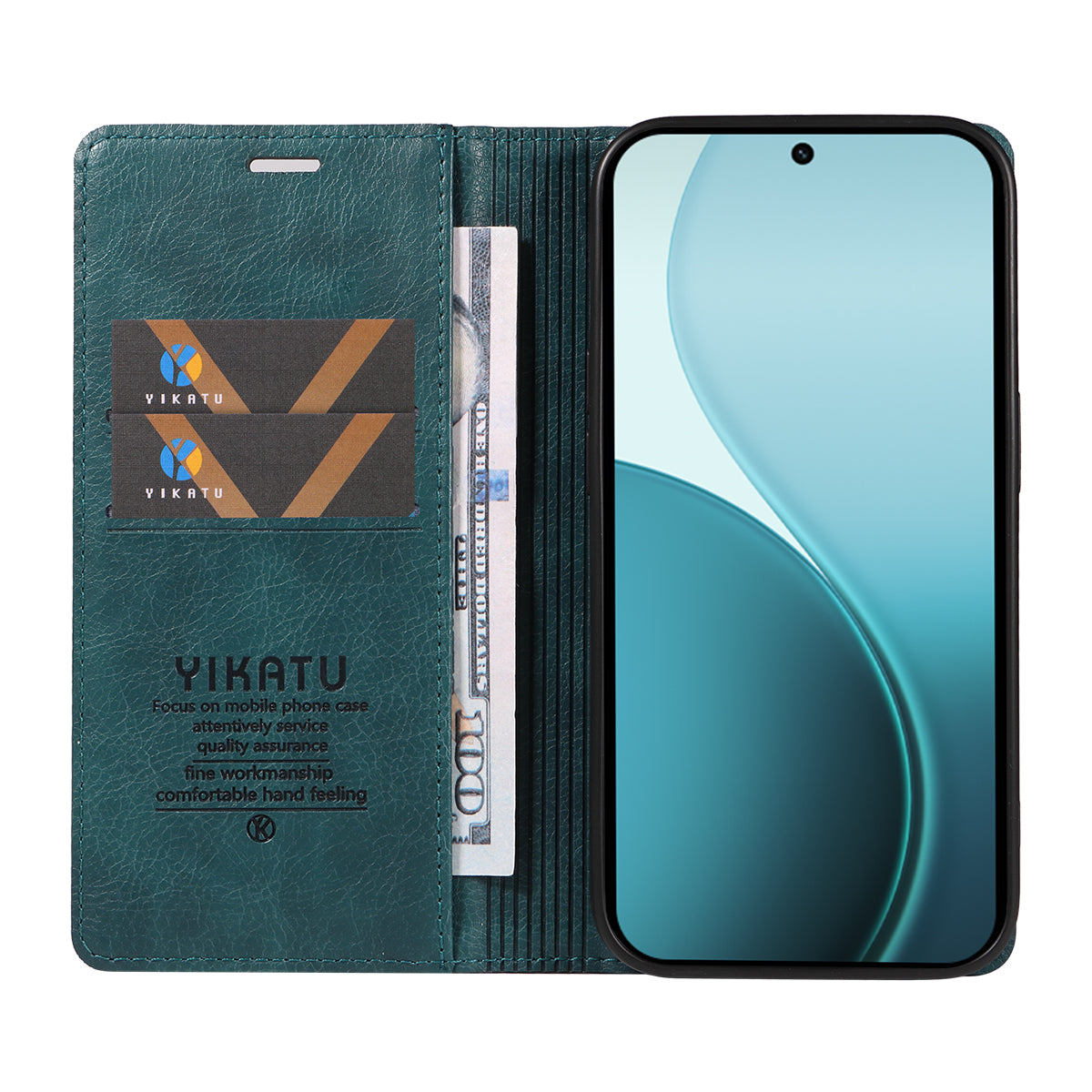 For Oppo Reno14 Pro 5G (China) / Oppo Reno14 Pro 5G (Global) Wallet Case YIKATU YK-006 Magnetic Closure Leather Phone Cover Litchi Texture - Blue