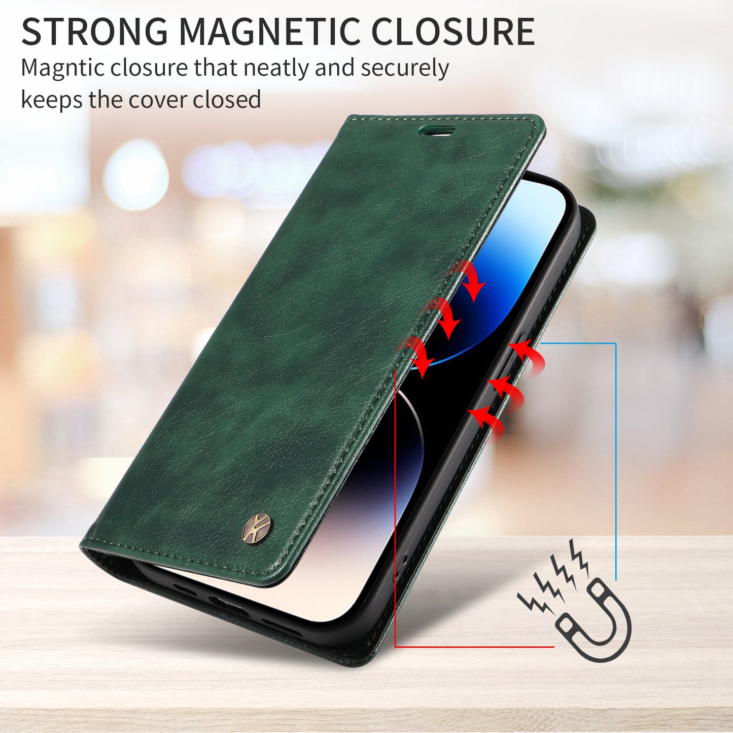 For Oppo Reno14 Pro 5G (China) / Oppo Reno14 Pro 5G (Global) Wallet Case YIKATU YK-006 Magnetic Closure Leather Phone Cover Litchi Texture -  Green