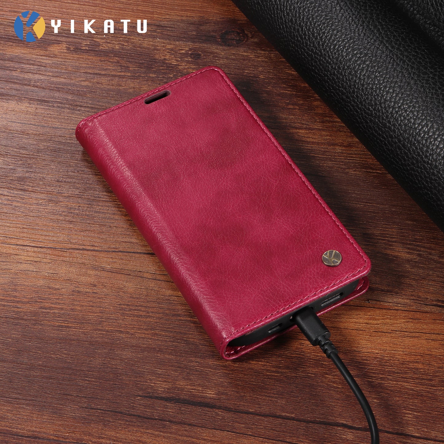 For Oppo Reno14 Pro 5G (China) / Oppo Reno14 Pro 5G (Global) Wallet Case YIKATU YK-006 Magnetic Closure Leather Phone Cover Litchi Texture - Wine Red