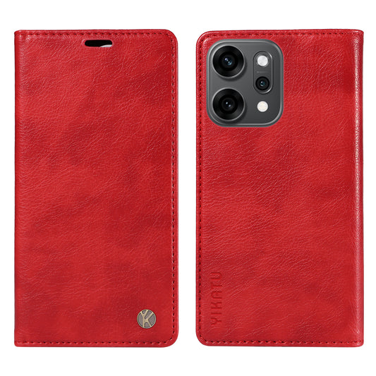 For Oppo Reno14 Pro 5G (China) / Oppo Reno14 Pro 5G (Global) Wallet Case YIKATU YK-006 Magnetic Closure Leather Phone Cover Litchi Texture - Red