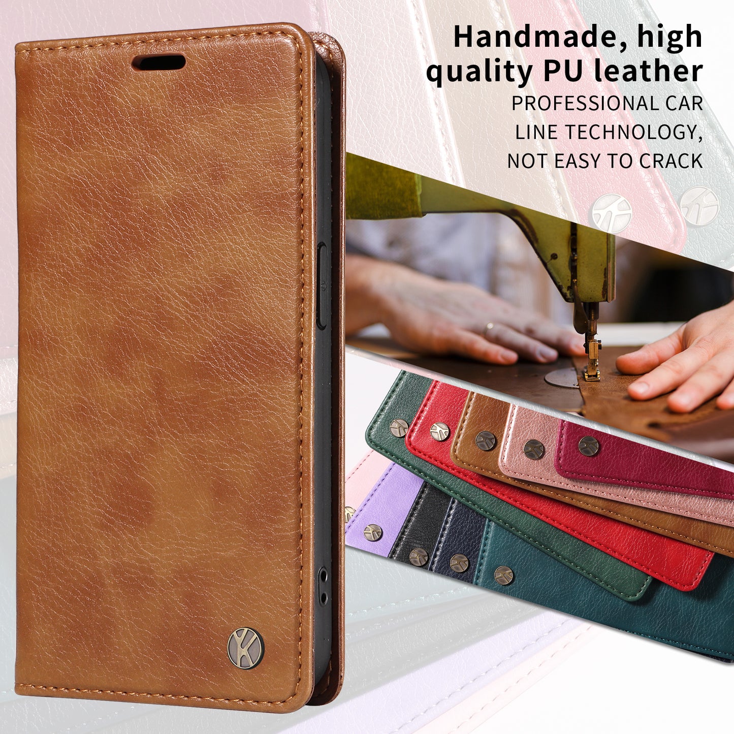 For Oppo Reno14 Pro 5G (China) / Oppo Reno14 Pro 5G (Global) Wallet Case YIKATU YK-006 Magnetic Closure Leather Phone Cover Litchi Texture -  Brown