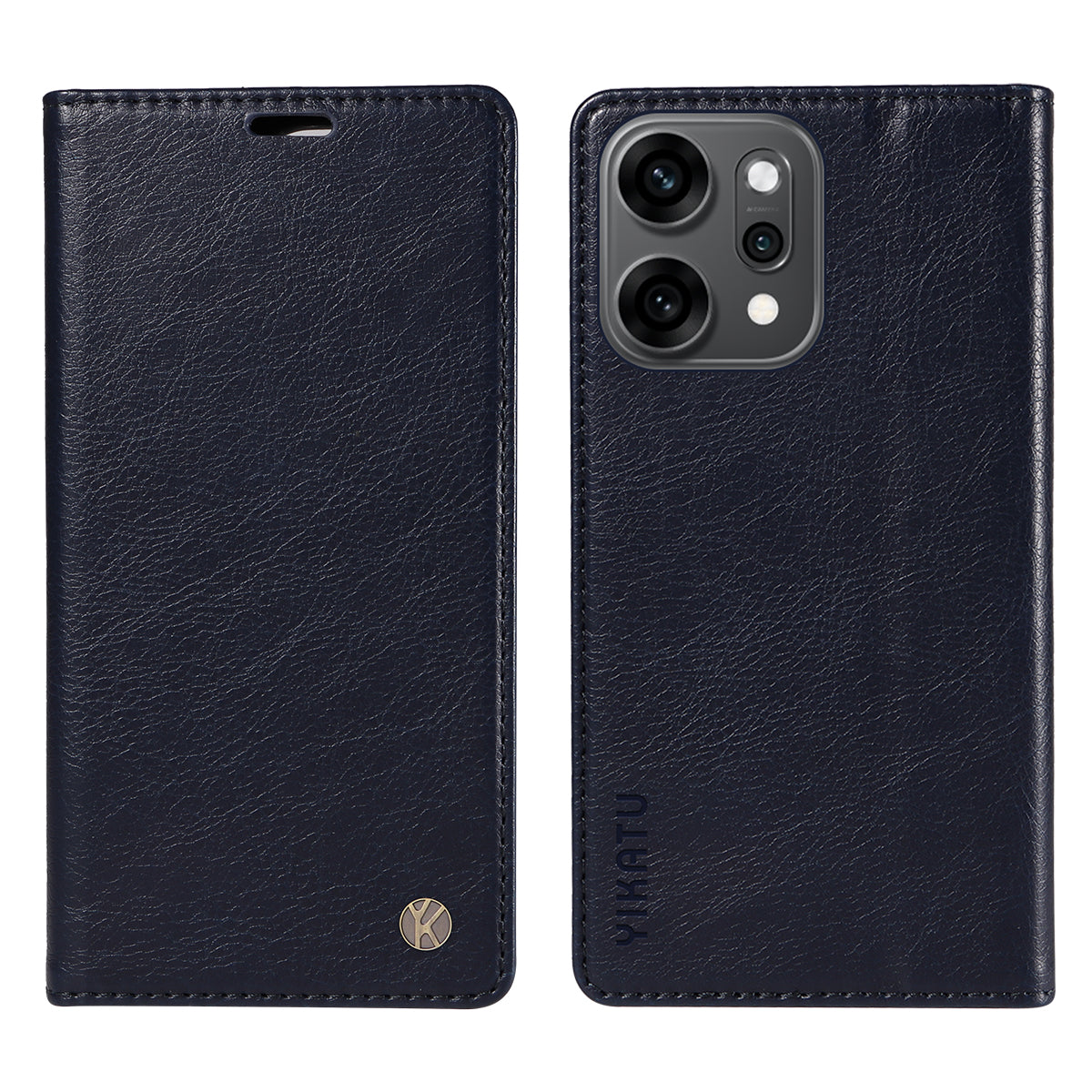 For Oppo Reno14 Pro 5G (China) / Oppo Reno14 Pro 5G (Global) Wallet Case YIKATU YK-006 Magnetic Closure Leather Phone Cover Litchi Texture - Navy Blue