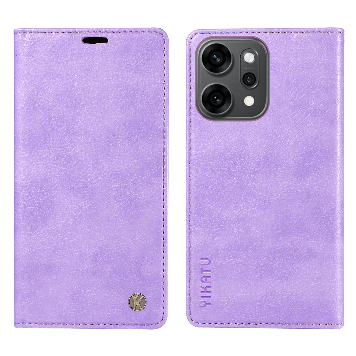 For Oppo Reno14 Pro 5G (China) / Oppo Reno14 Pro 5G (Global) Wallet Case YIKATU YK-006 Magnetic Closure Leather Phone Cover Litchi Texture - Purple