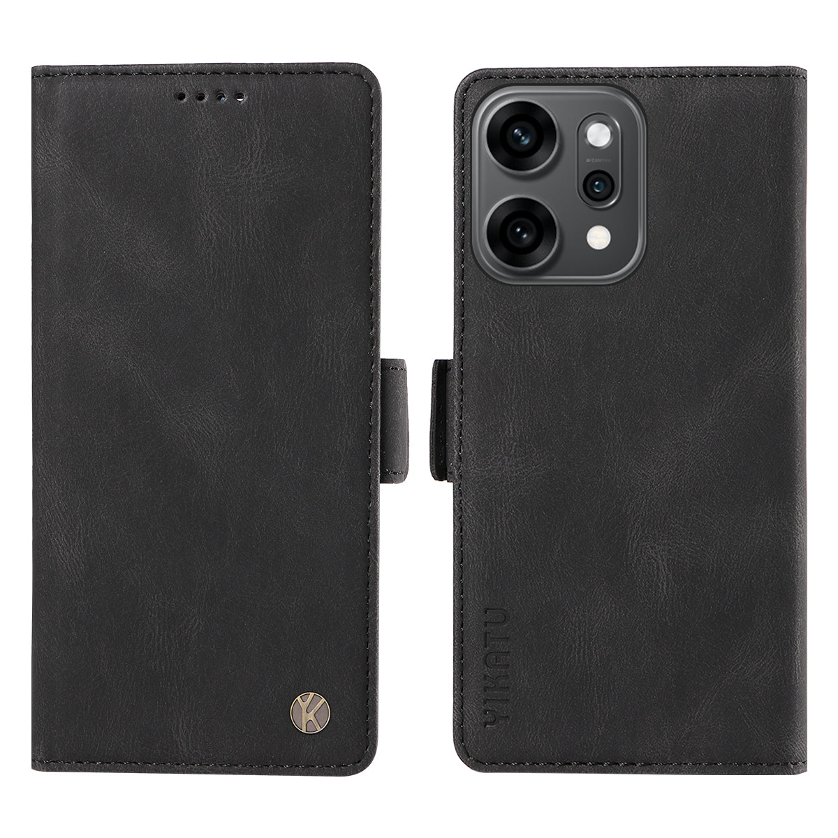 For Oppo Reno14 Pro 5G (China) / Oppo Reno14 Pro 5G (Global) Leather Case YIKATU YK-005 Skin-touch Feeling Wallet Phone Cover - Black