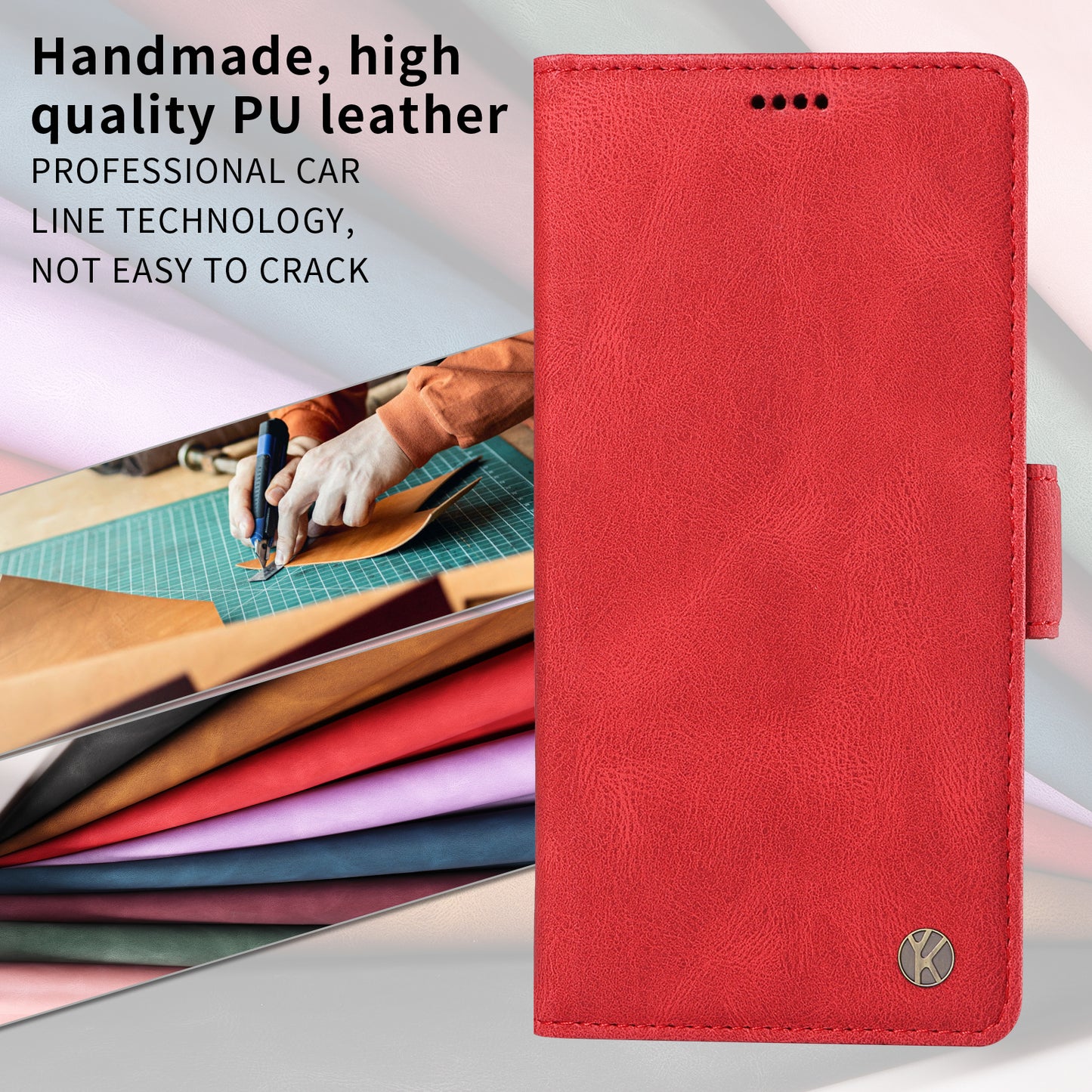 For Oppo Reno14 Pro 5G (China) / Oppo Reno14 Pro 5G (Global) Leather Case YIKATU YK-005 Skin-touch Feeling Wallet Phone Cover - Red
