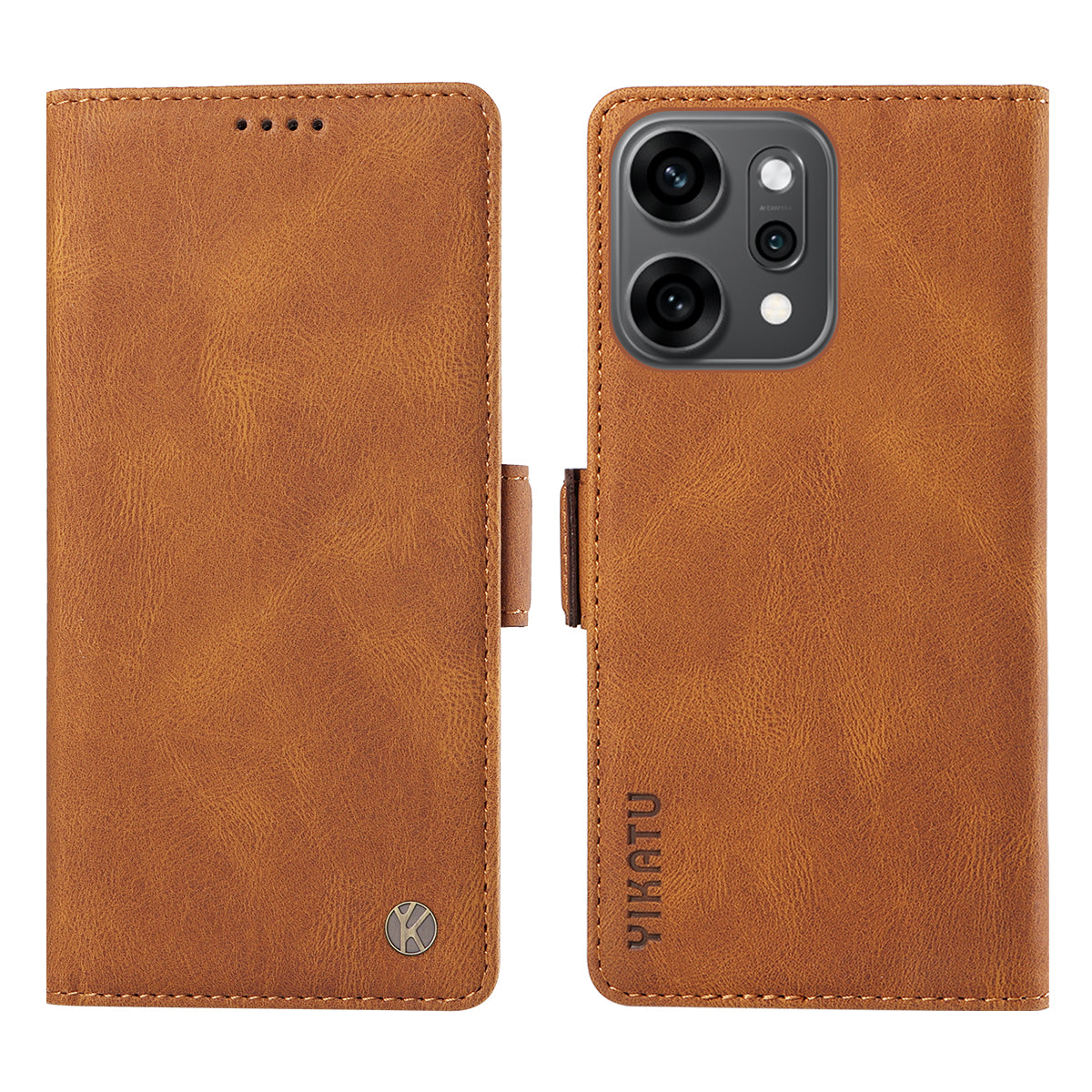 For Oppo Reno14 Pro 5G (China) / Oppo Reno14 Pro 5G (Global) Leather Case YIKATU YK-005 Skin-touch Feeling Wallet Phone Cover - Brown