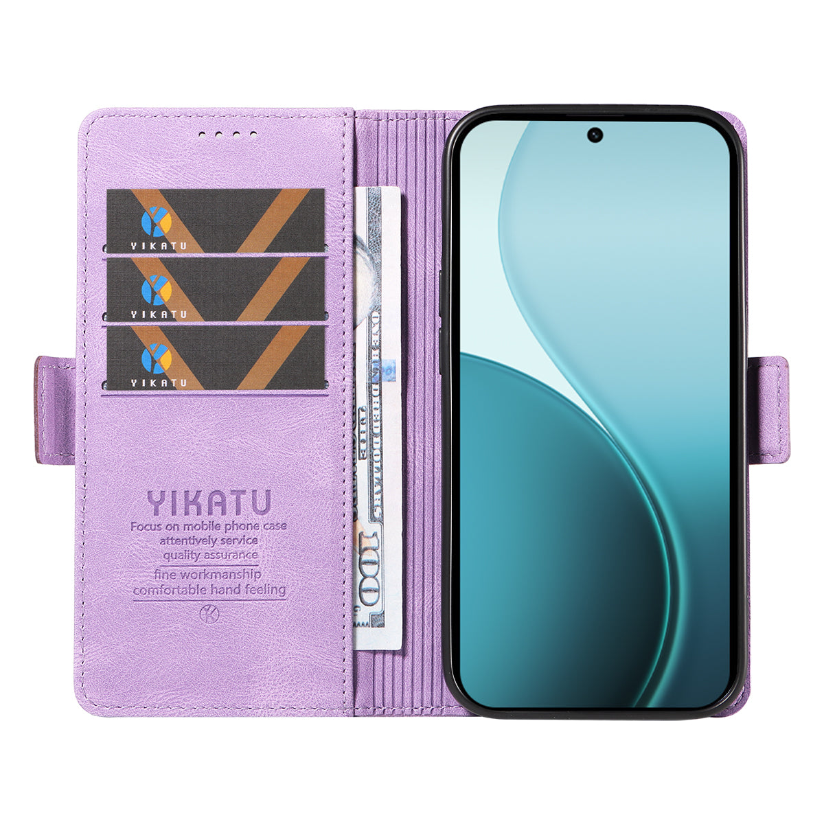 For Oppo Reno14 Pro 5G (China) / Oppo Reno14 Pro 5G (Global) Leather Case YIKATU YK-005 Skin-touch Feeling Wallet Phone Cover - Purple