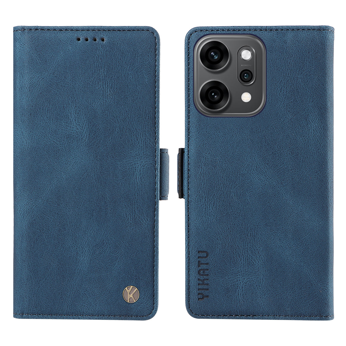 For Oppo Reno14 Pro 5G (China) / Oppo Reno14 Pro 5G (Global) Leather Case YIKATU YK-005 Skin-touch Feeling Wallet Phone Cover - Blue